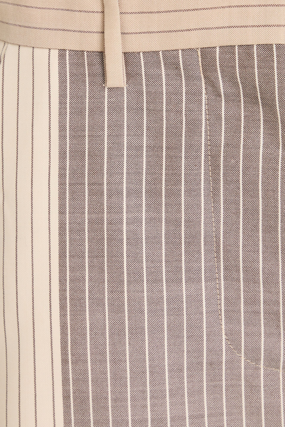 Marni Color-block Pinstriped Wool Midi Skirt In Neutral