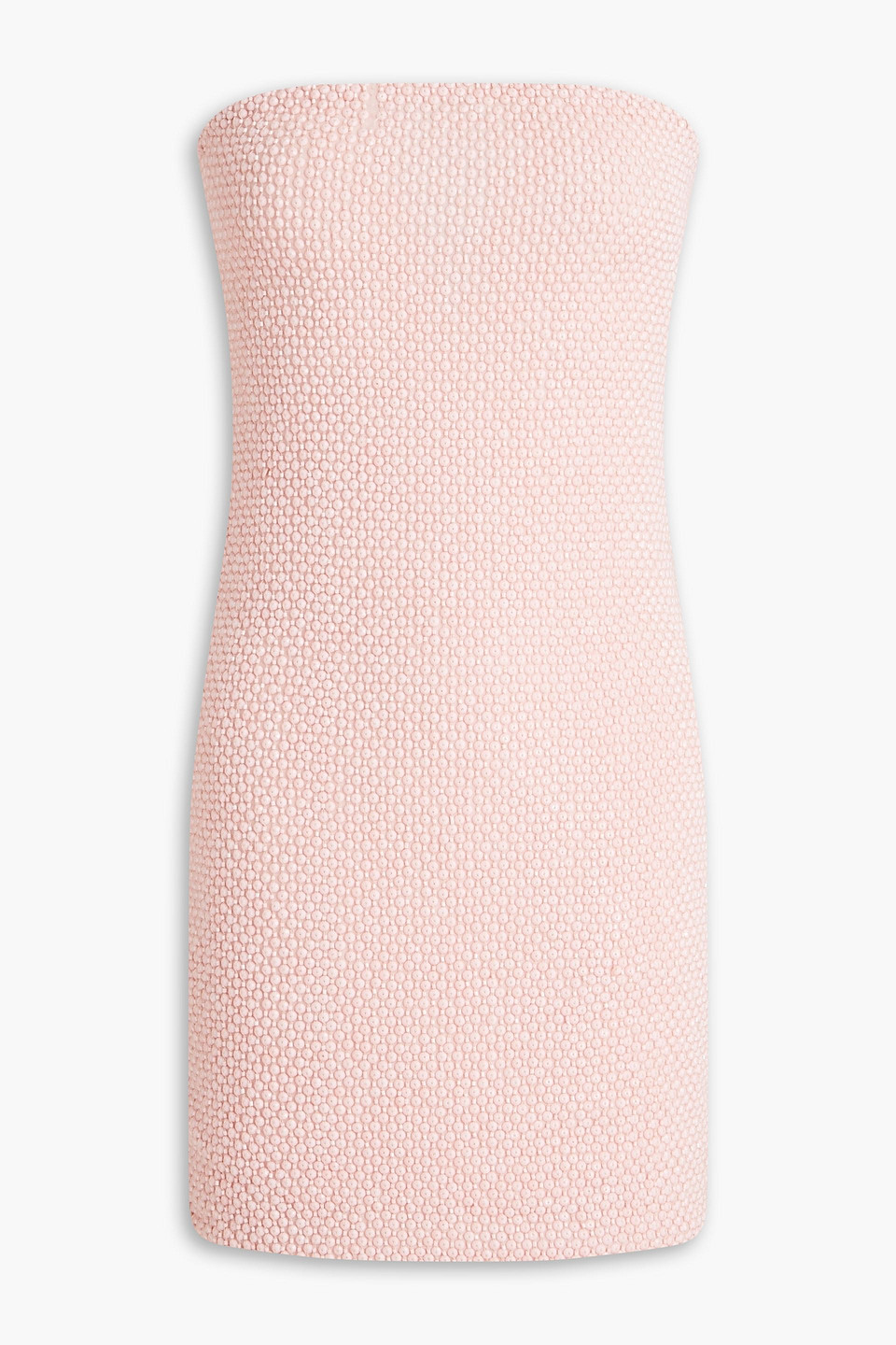 Alice And Olivia Leia Strapless Beaded Mesh Mini Dress In Pastel Pink