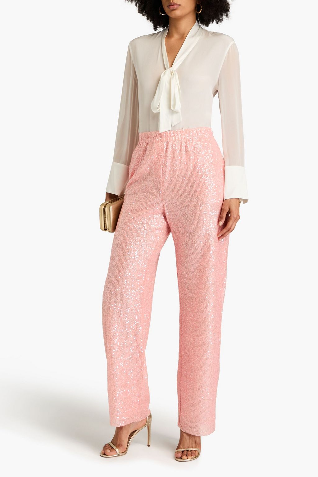 ALICE + OLIVIA Brady pussy-bow silk crepe de chine and chiffon blouse