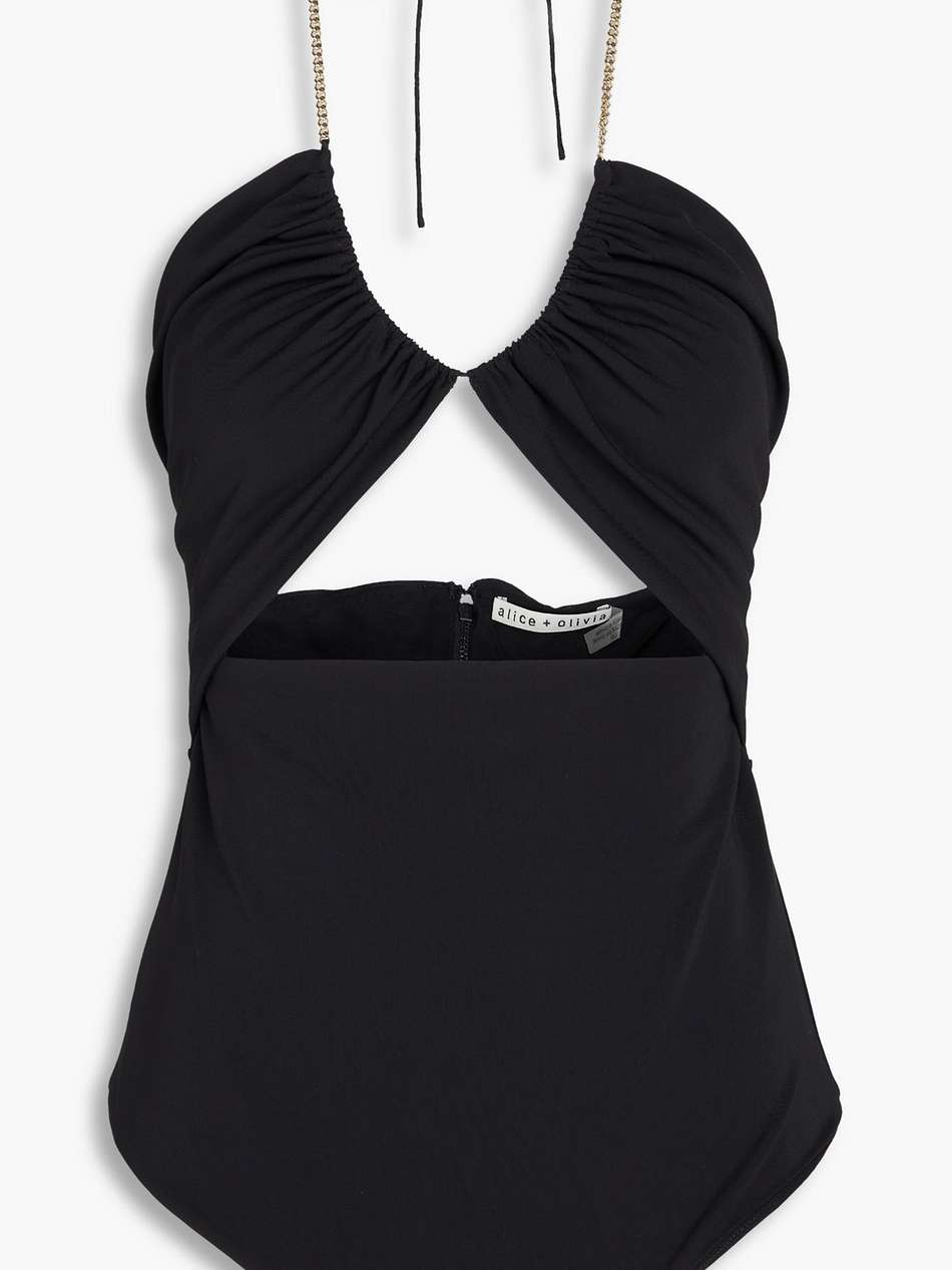 sariya cutout stretch-jersey halterneck top