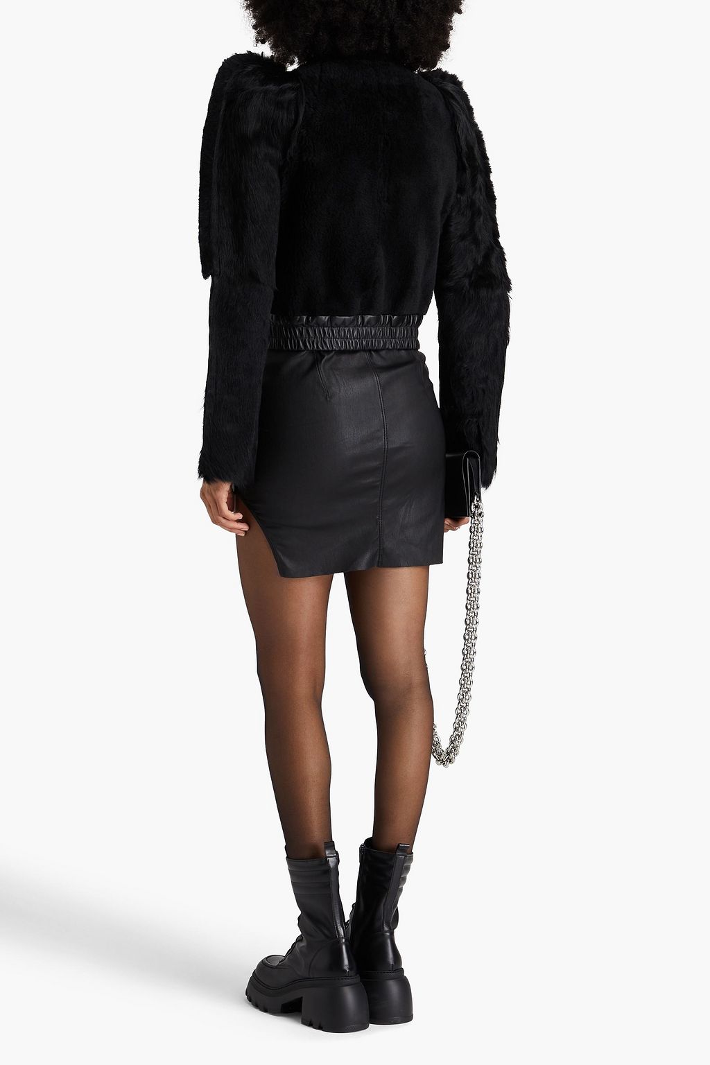 RICK OWENS 가죽 혼방 미니 스커트