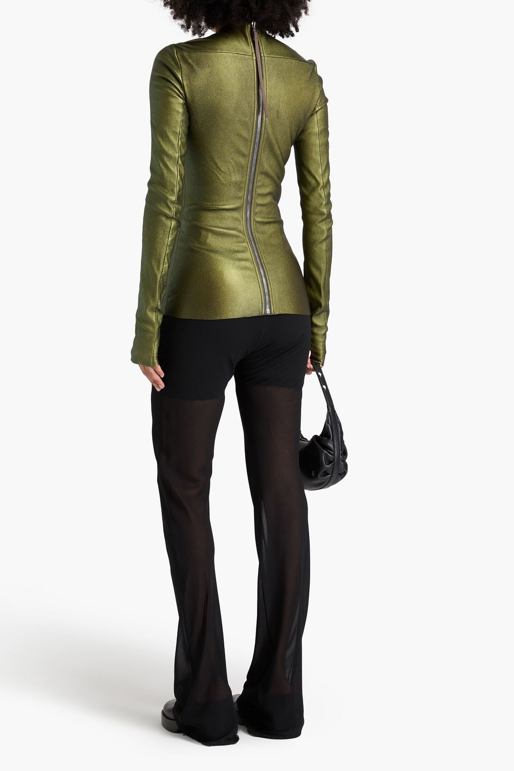 RICK OWENS Metallic leather-blend top
