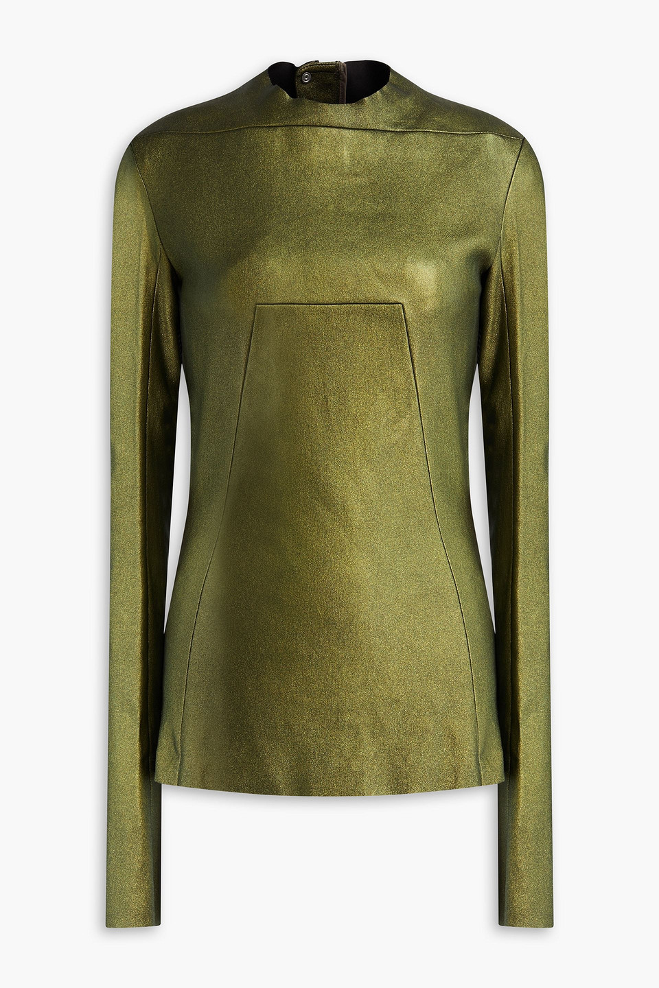 Rick Owens Metallic Leather-blend Top In Leaf Green