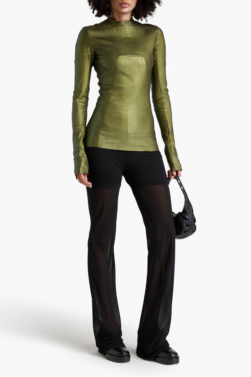 RICK OWENS Metallic leather-blend top