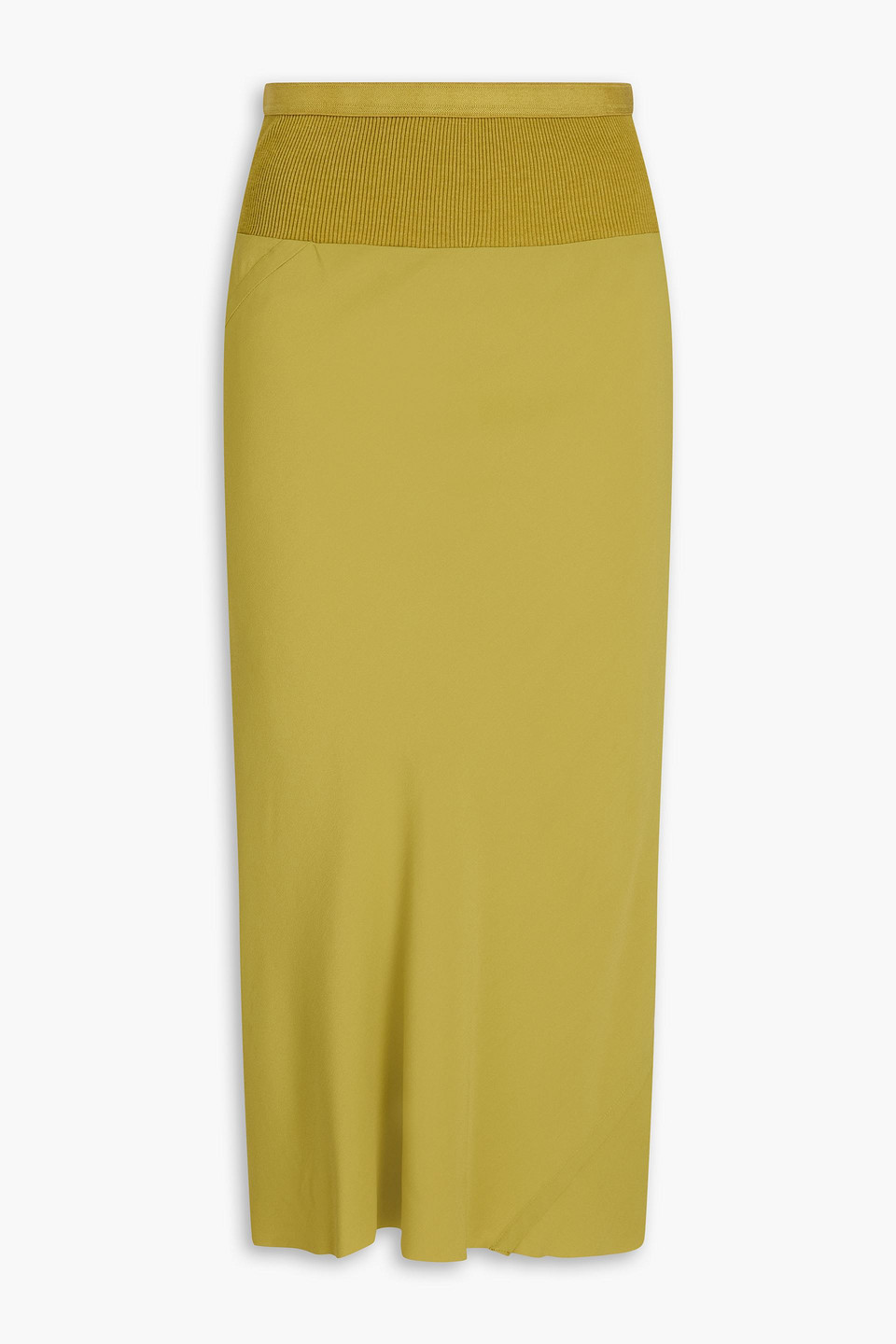 Rick Owens Crepe De Chine Midi Skirt In Lime Green