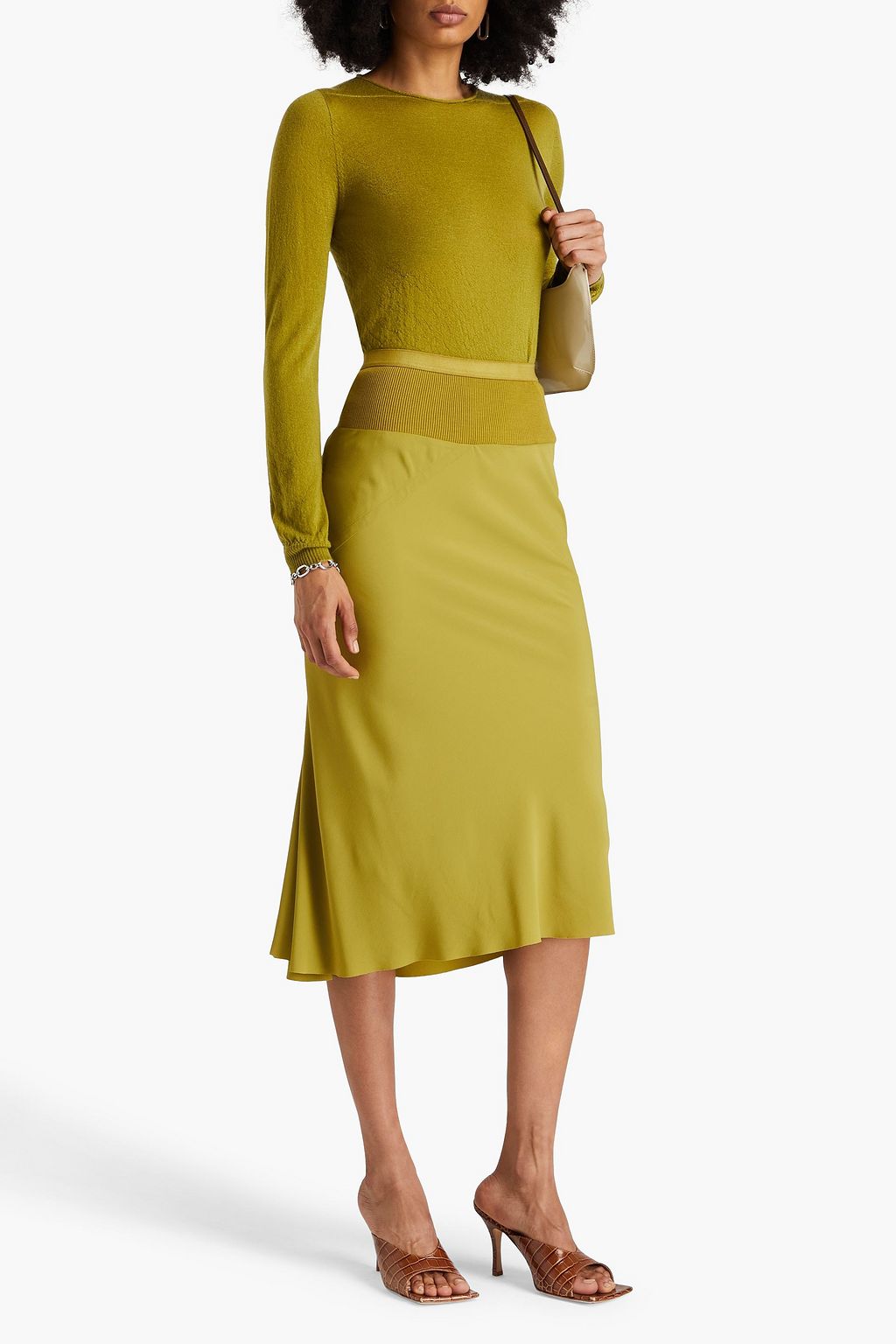 RICK OWENS Crepe de chine midi skirt