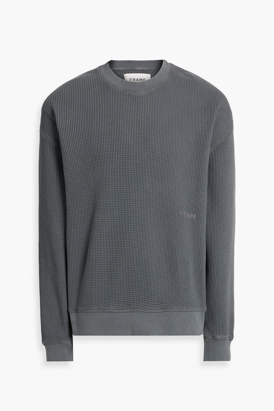 Waffle-knit cotton sweatshirt