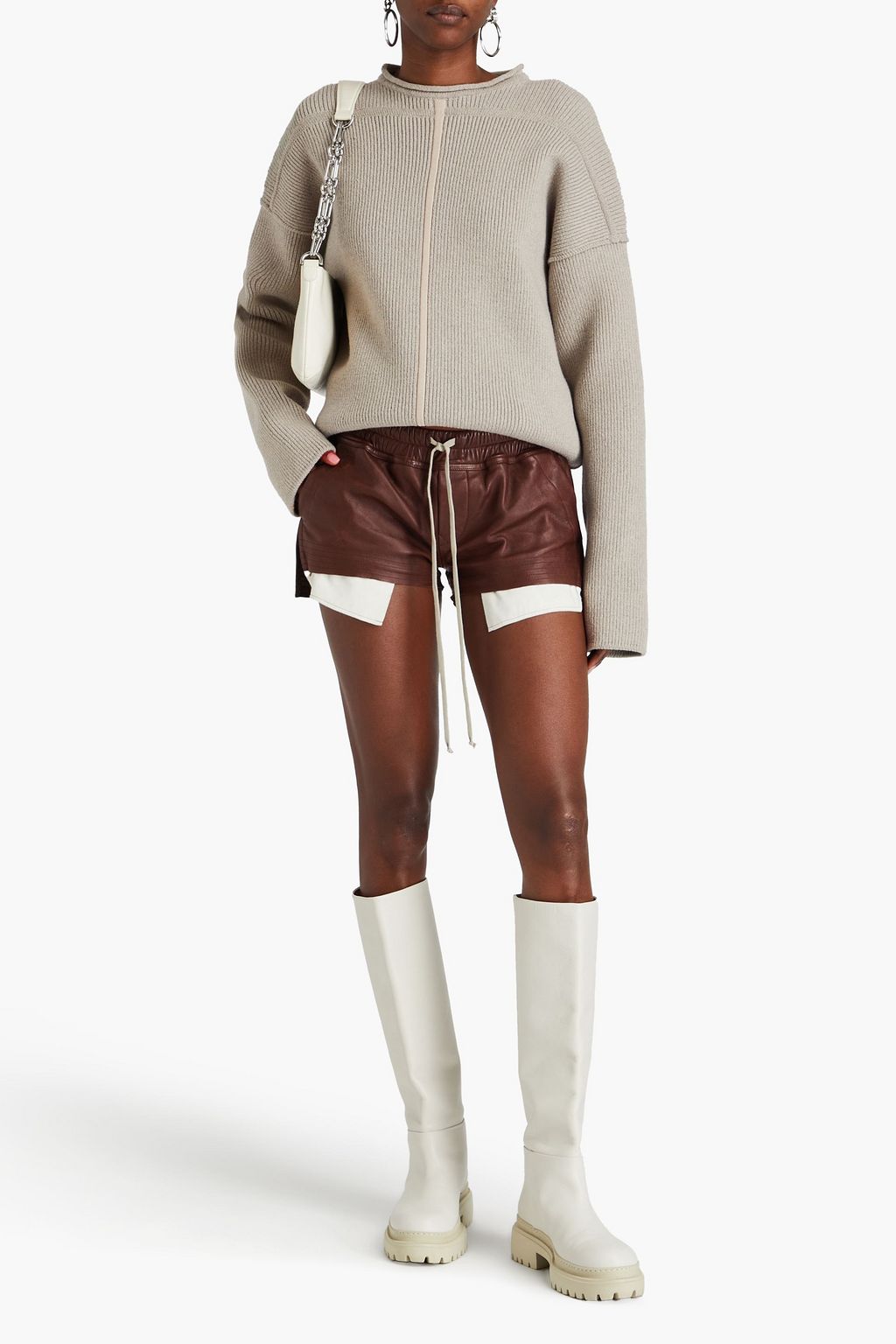 RICK OWENS كنزة رياضية من مزيج الكشمير بتصميم مضلّع
