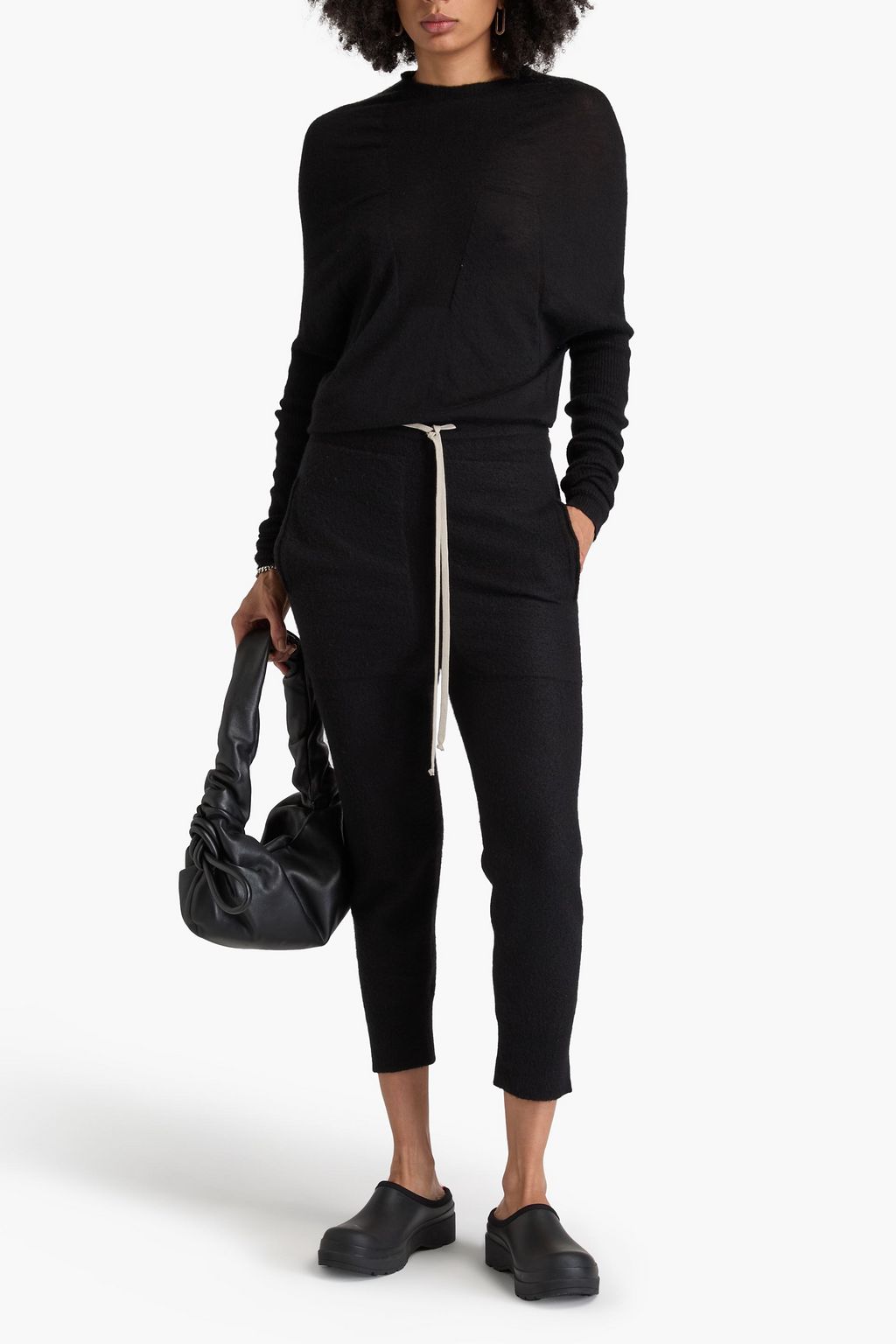 RICK OWENS بنطال رياضي قصير مصنوع من الكشمير
