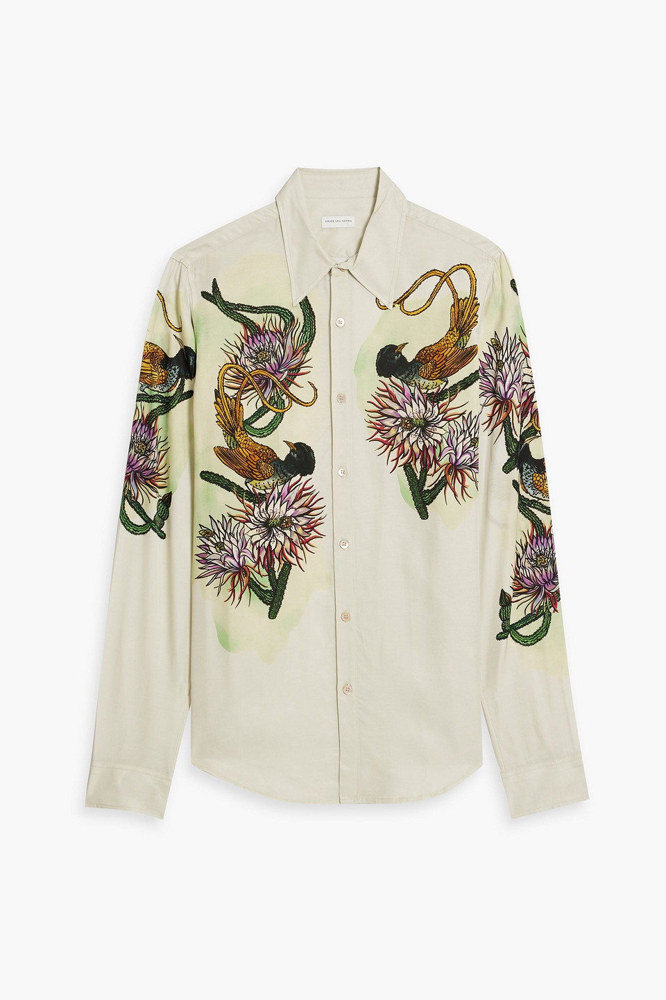 Dries Van Noten Stylish Printed Slim Fit Shirt In Ecru
