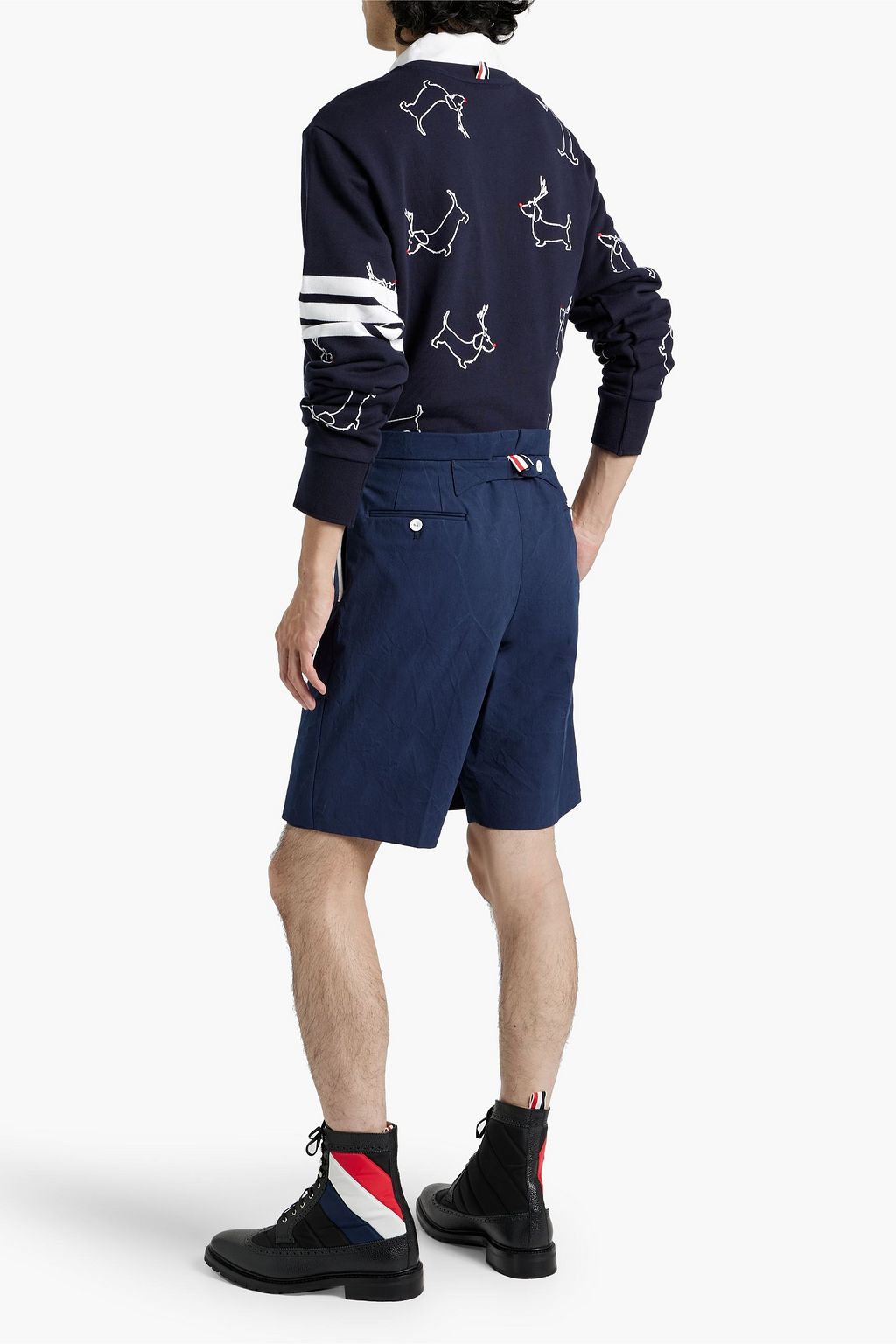 THOM BROWNE Layered cotton-canvas shorts