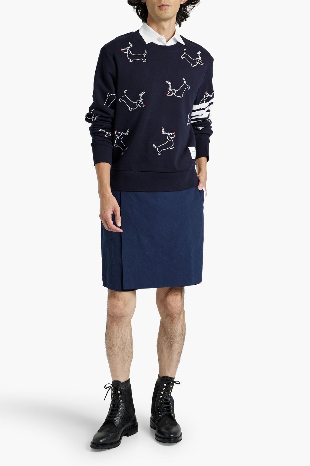 THOM BROWNE Layered cotton-canvas shorts