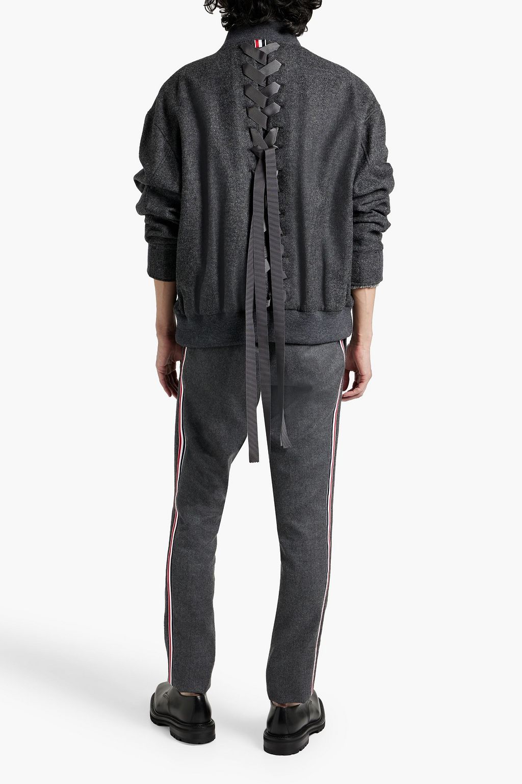 THOM BROWNE Lace-up wool-felt bomber jacket