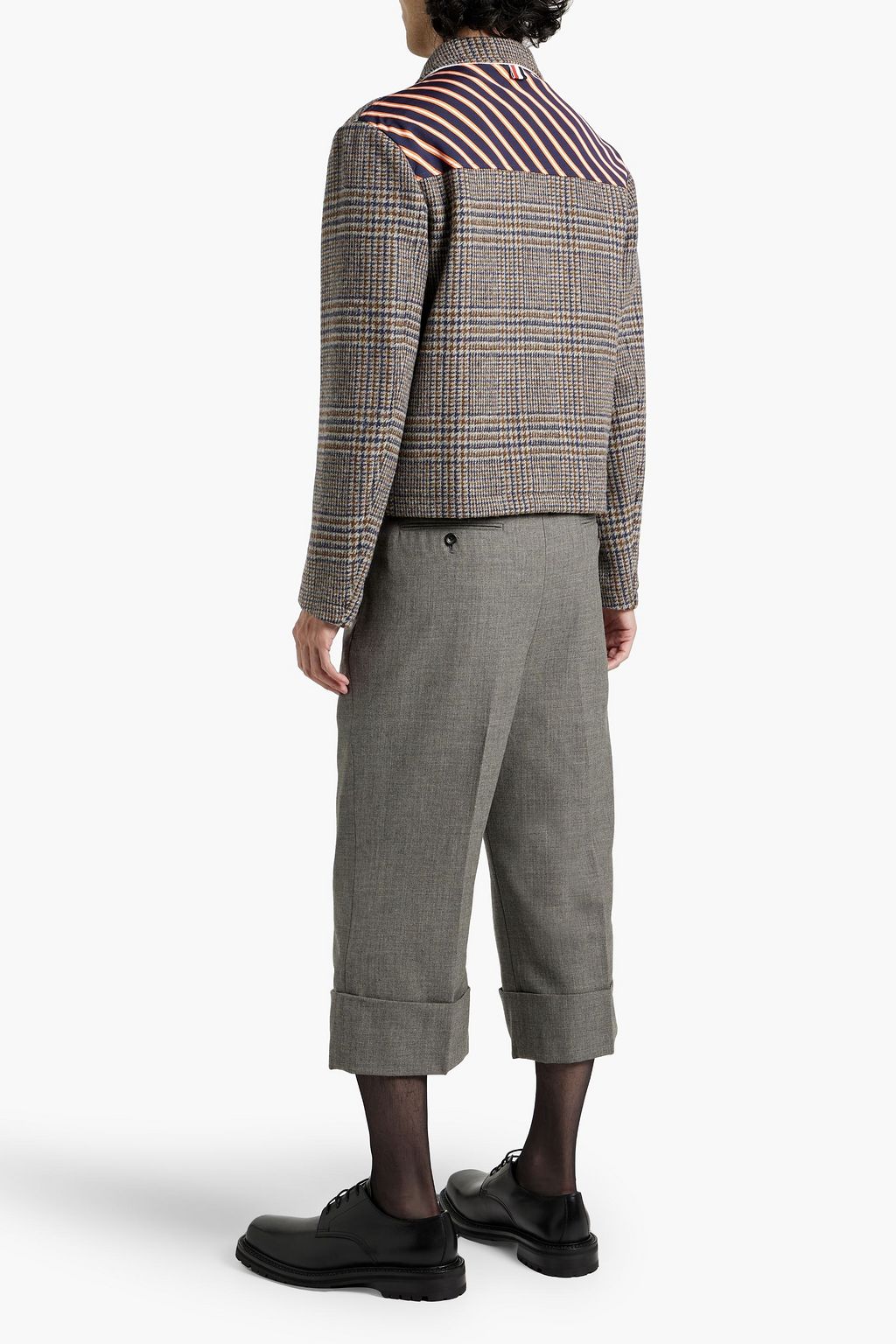 THOM BROWNE Twill-paneled checked wool-tweed jacket