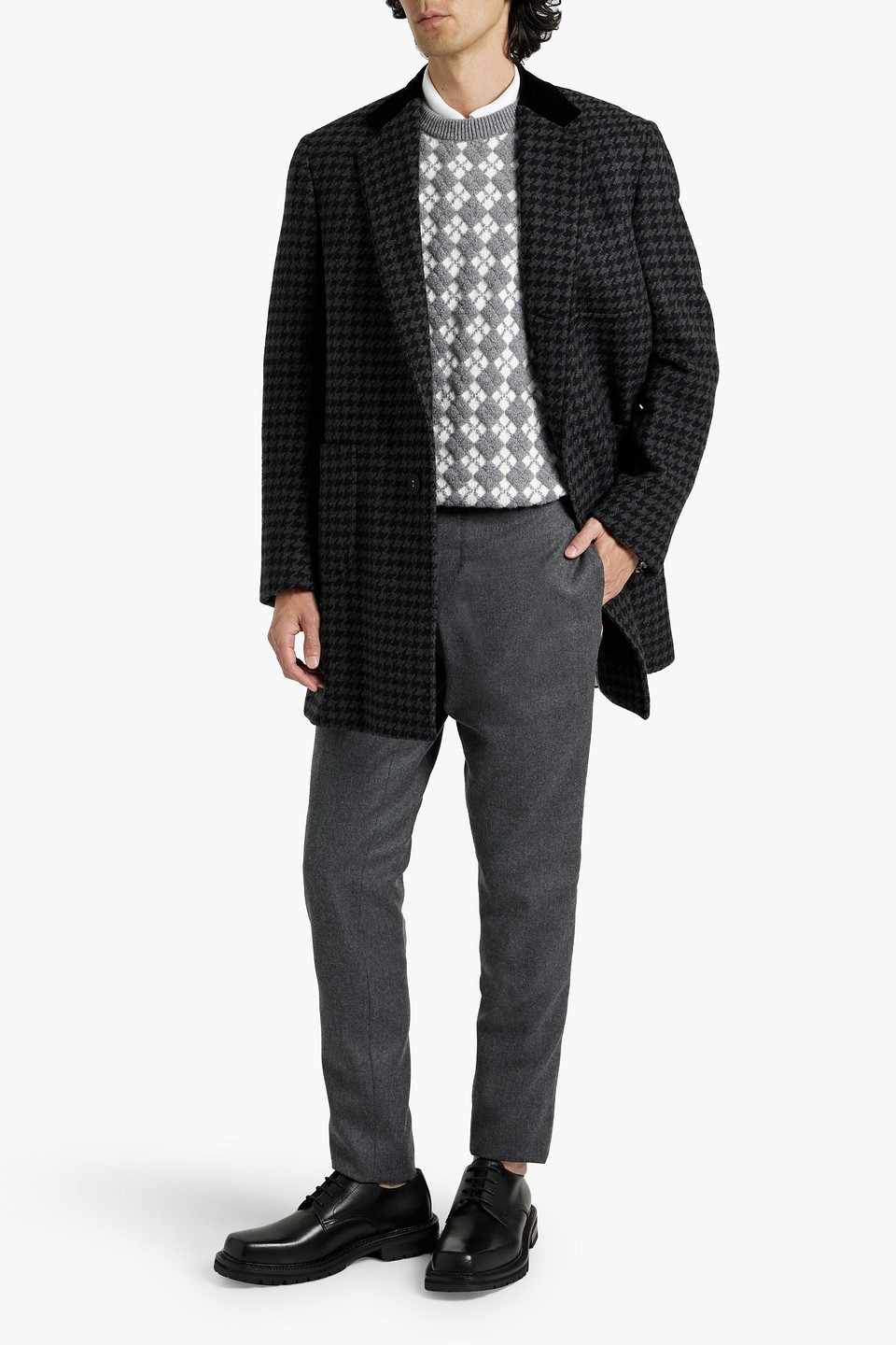 THOM BROWNE HOUNDSTOOTH WOOL-TWEED COAT