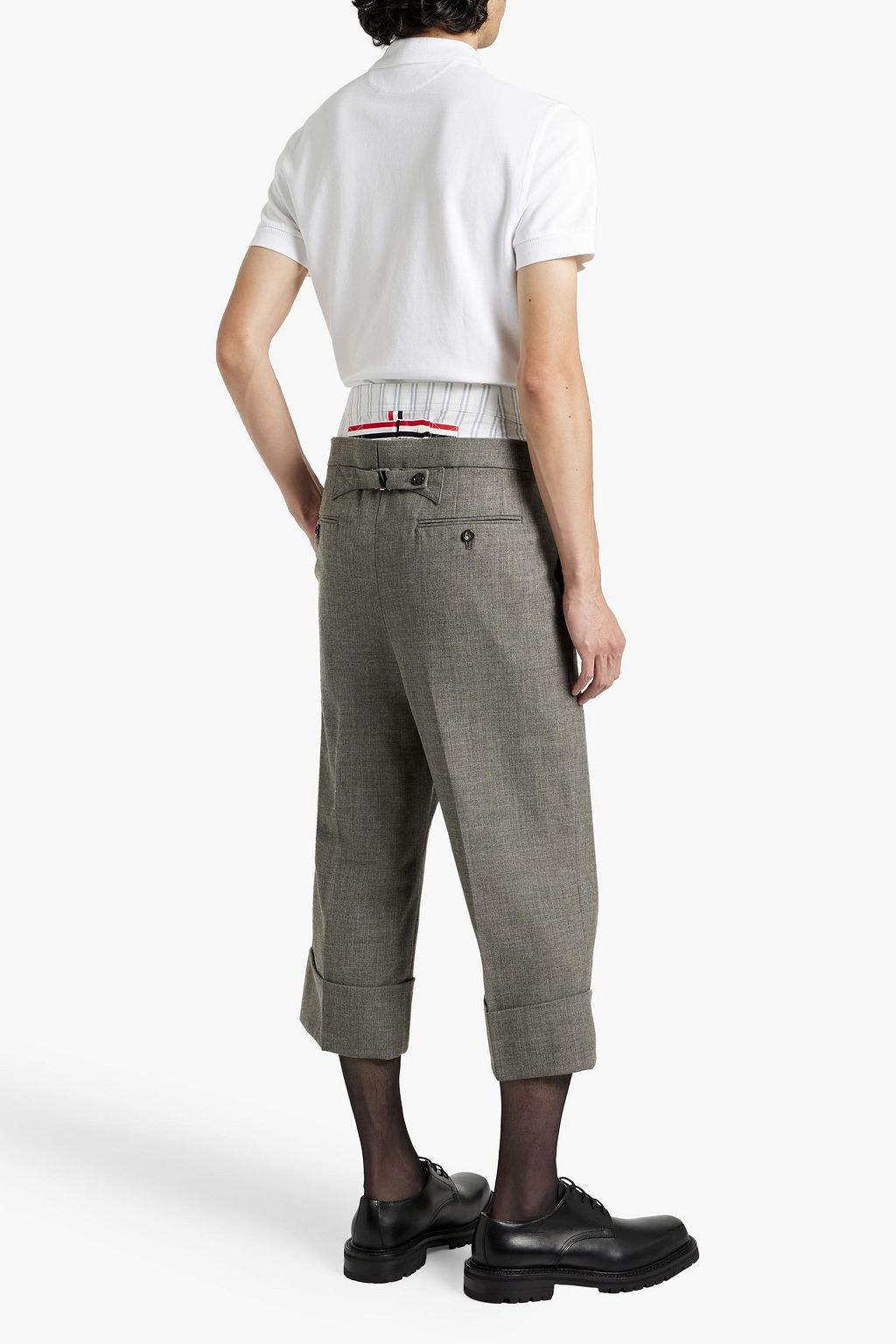 THOM BROWNE Cropped cotton-paneled wool pants