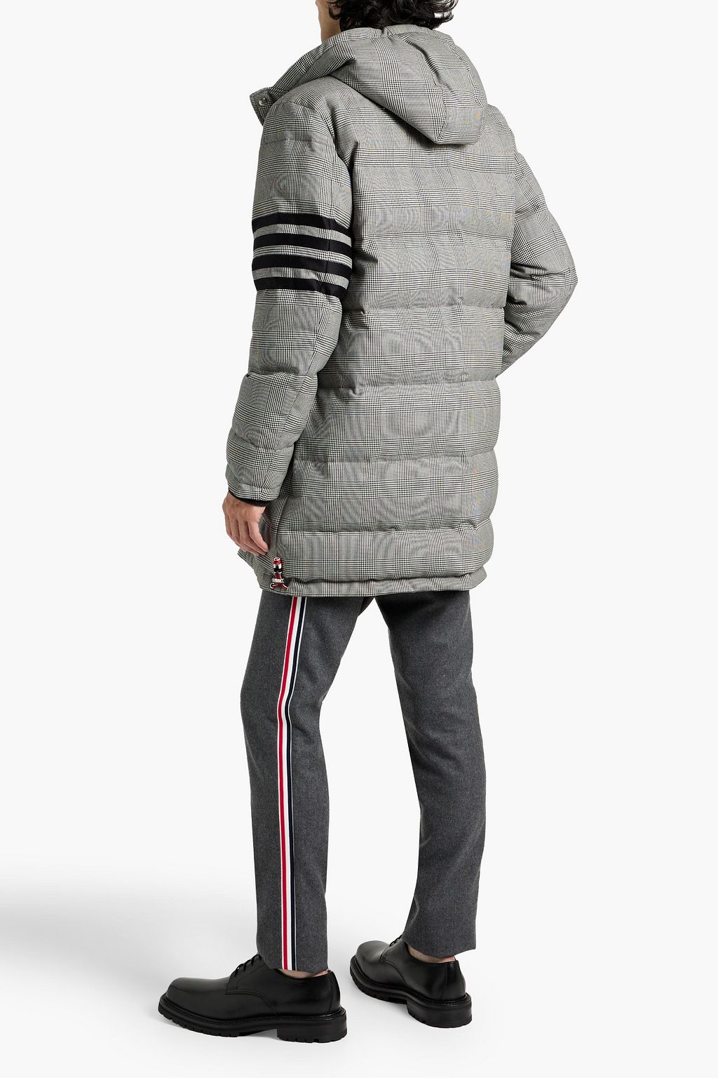 THOM BROWNE Quilted houndstooth wool-tweed hooded coat