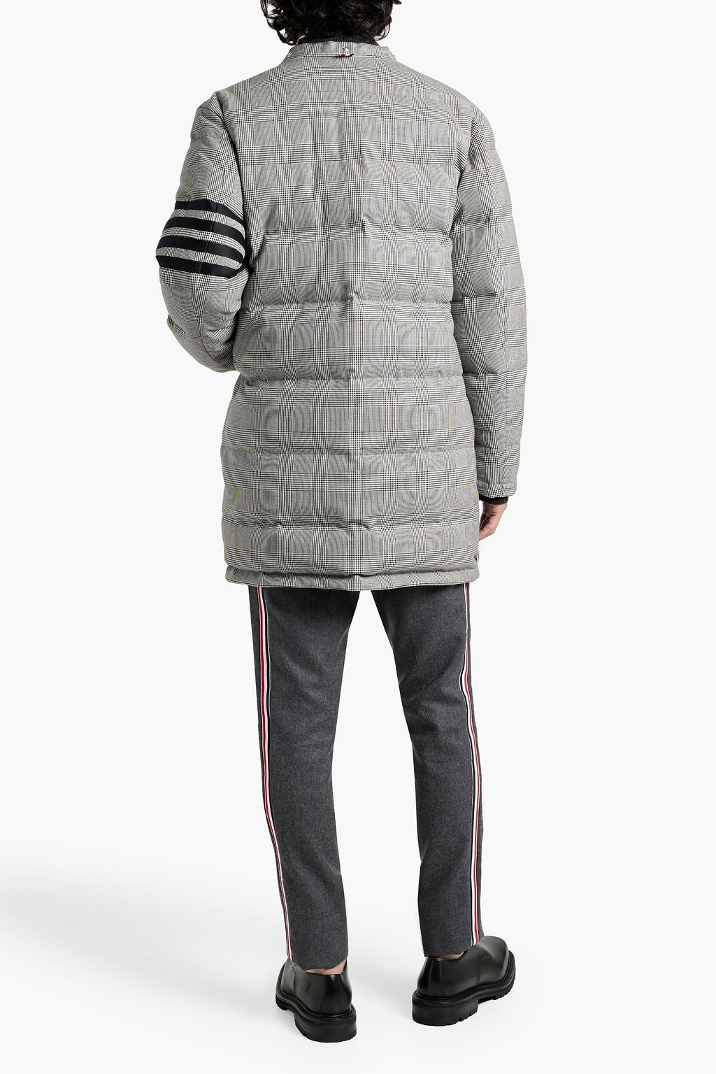 THOM BROWNE Quilted houndstooth wool-tweed hooded coat