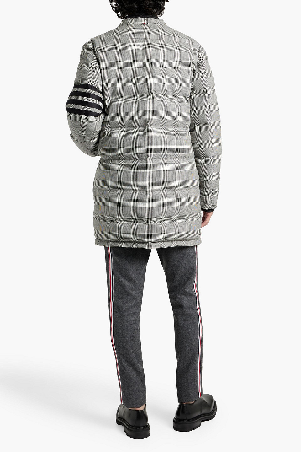 THOM BROWNE QUILTED HOUNDSTOOTH WOOL-TWEED HOODED COAT