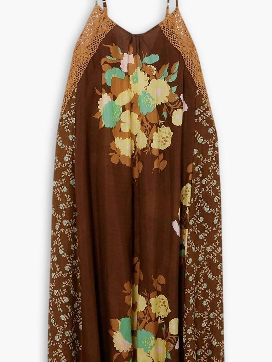 lace-trimmed floral-print cotton-voile midi dress