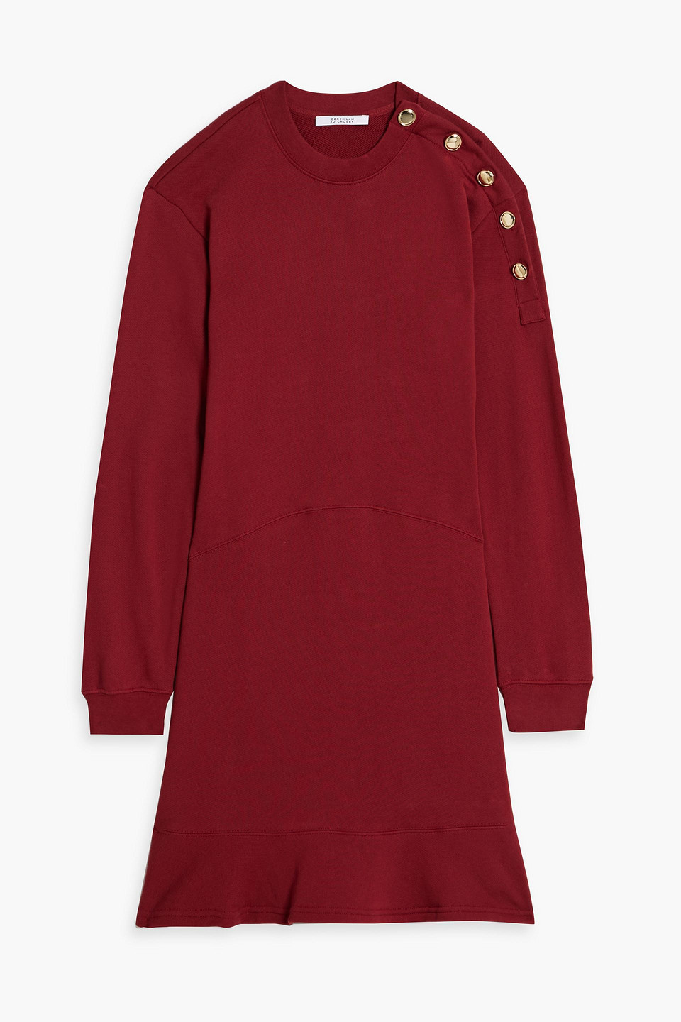 Derek Lam 10 Crosby Camden Button-embellished French Cotton-terry Mini Dress In Claret
