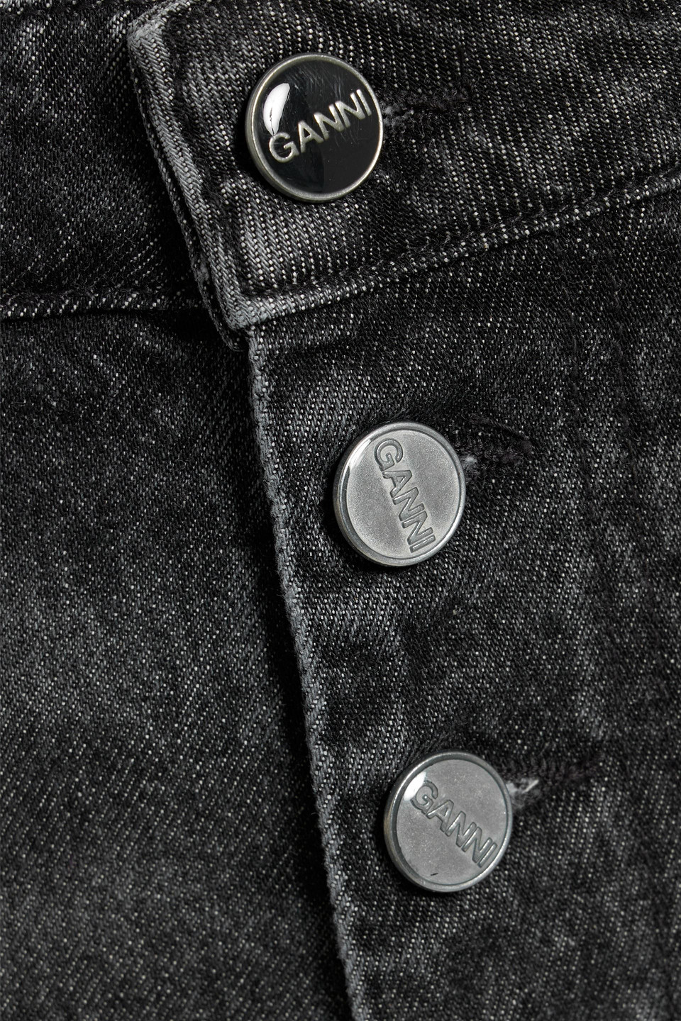 Ganni Black Lovy Straight-leg Jeans In Black