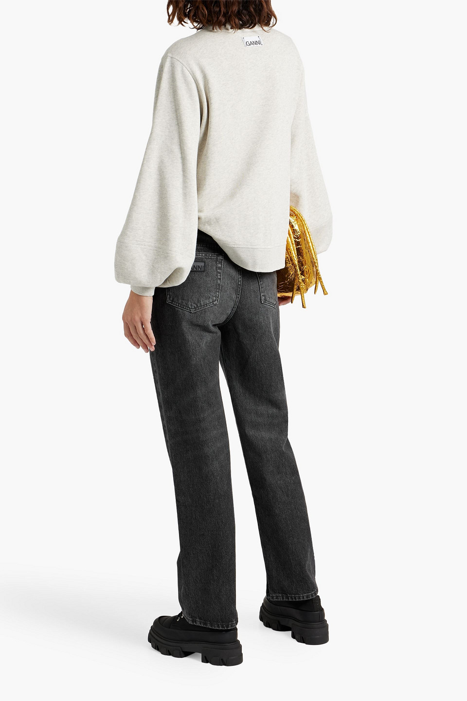 Ganni Black Lovy Straight-leg Jeans In Black