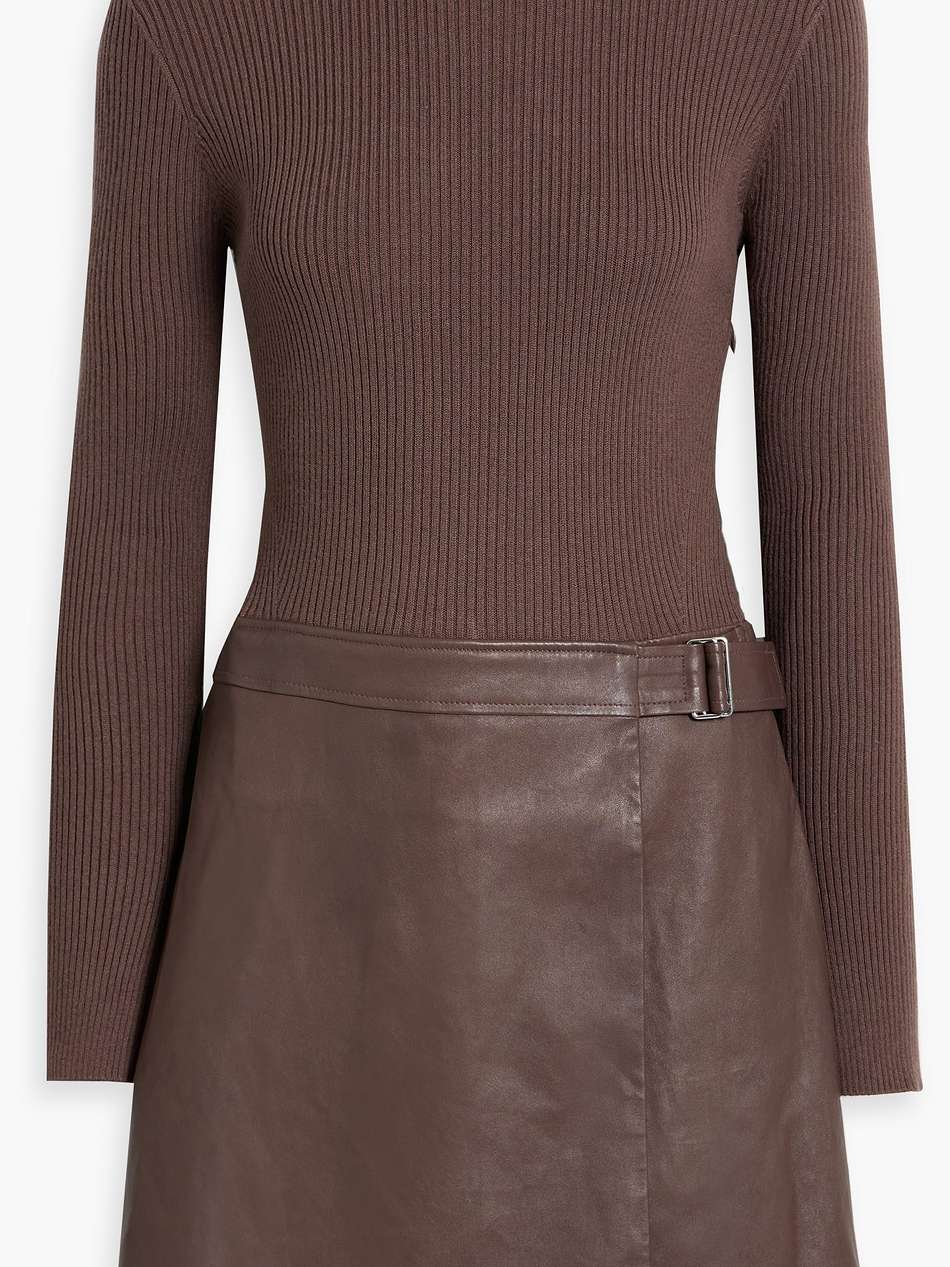 nancy wrap-effect cotton-blend and leather mini dress