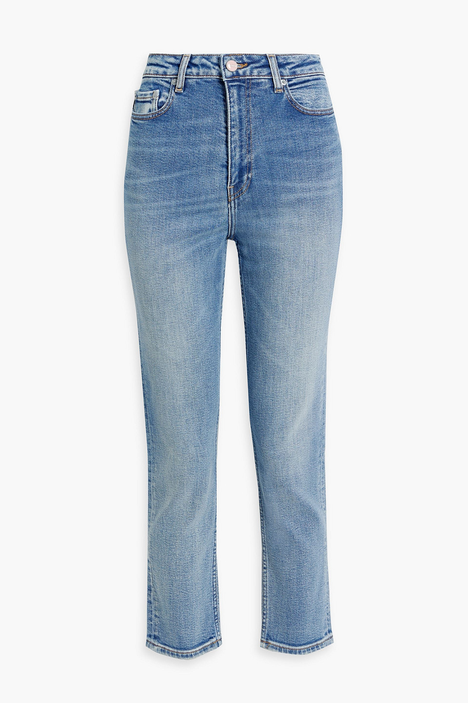 Ganni Cutye High-rise Slim-leg Jeans In Mid Denim