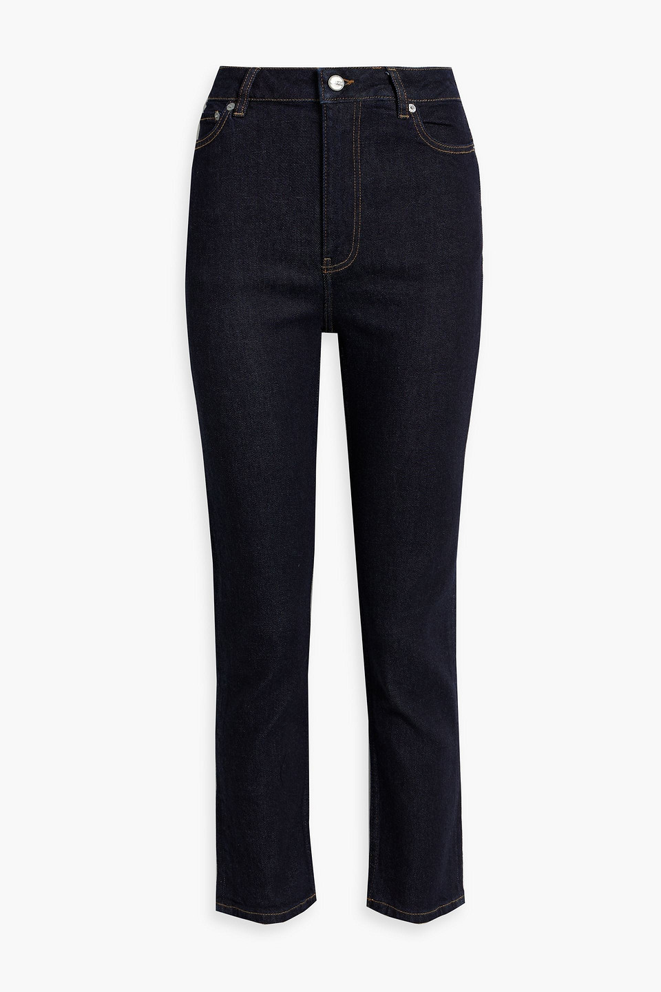Ganni Cutye High-rise Slim-leg Jeans In Dark Denim
