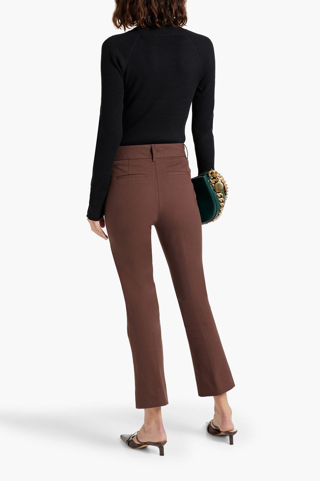 DEREK LAM 10 CROSBY 버튼 장식 리브 니트 터틀넥 스웨터