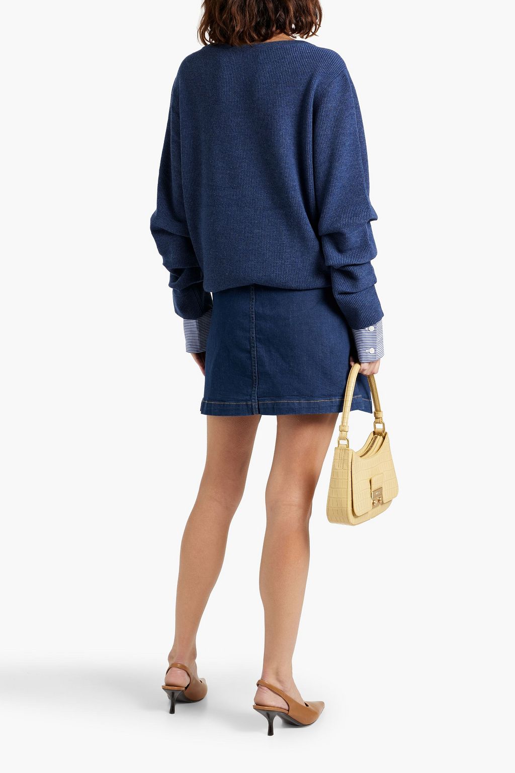 DEREK LAM 10 CROSBY Cassie poplin-paneled wool sweater