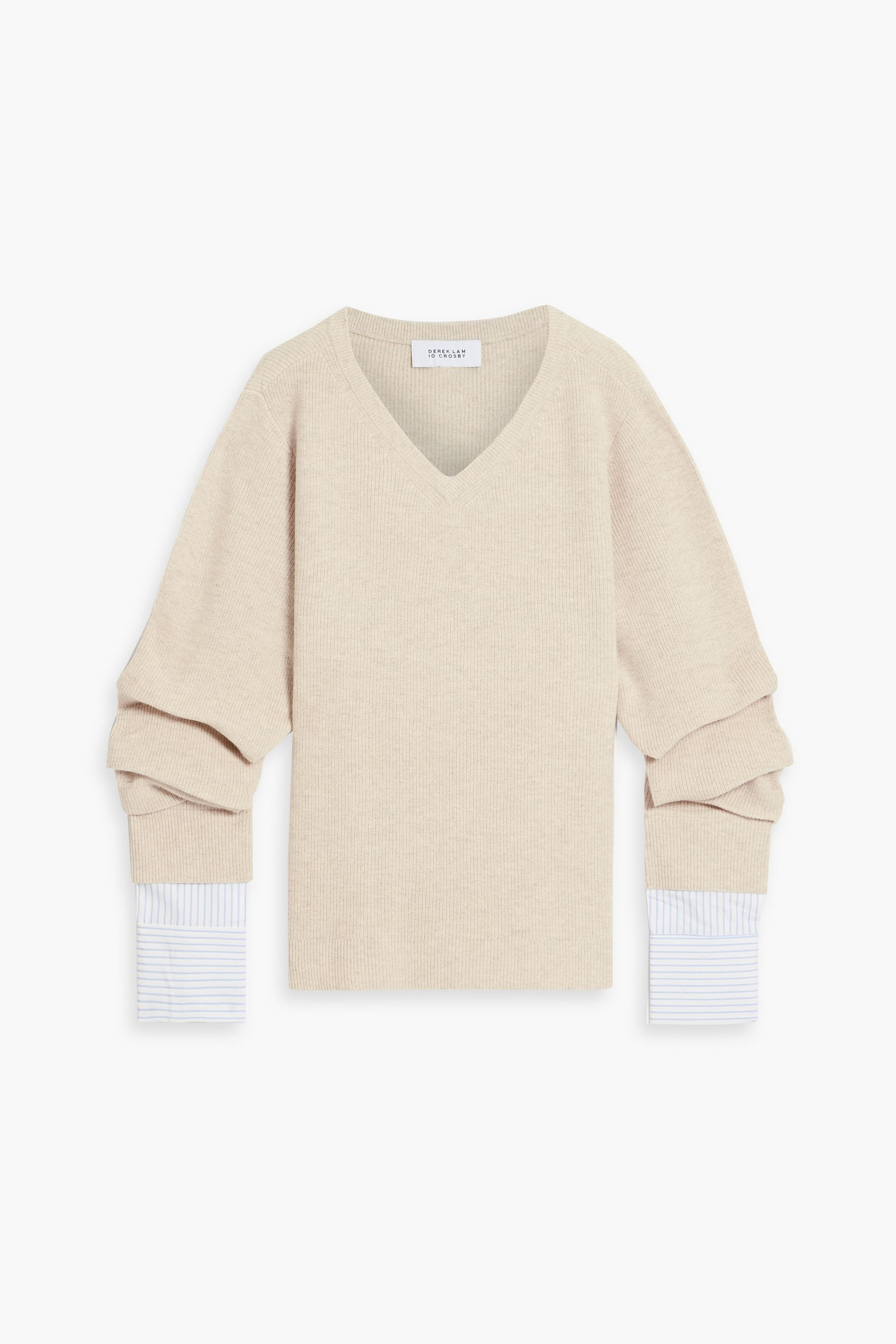 DEREK LAM 10 CROSBY Cassie poplin-paneled wool sweater