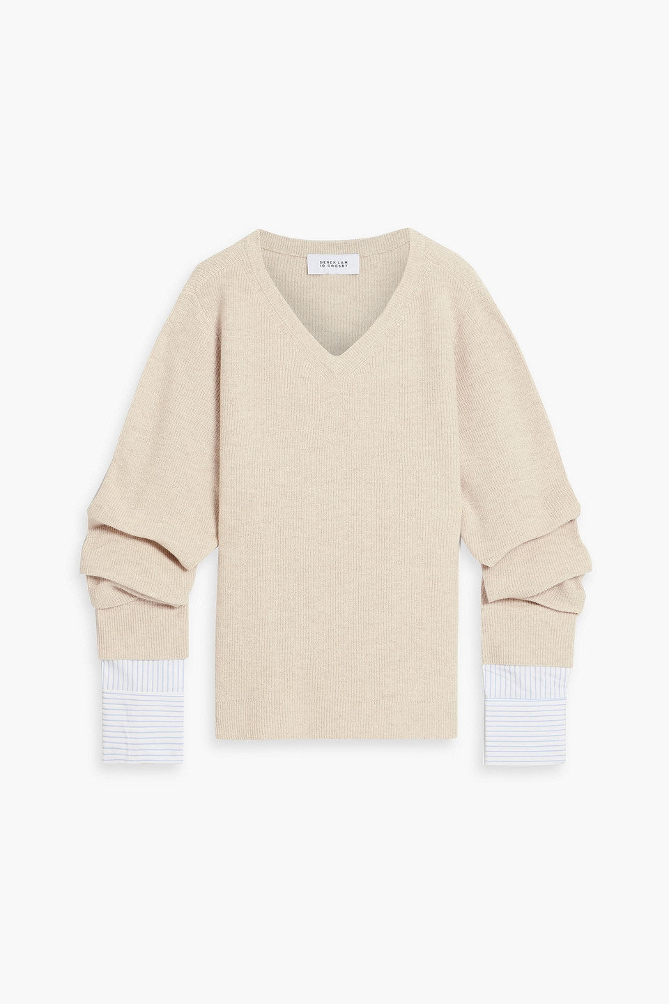 Cassie poplin-paneled wool sweater