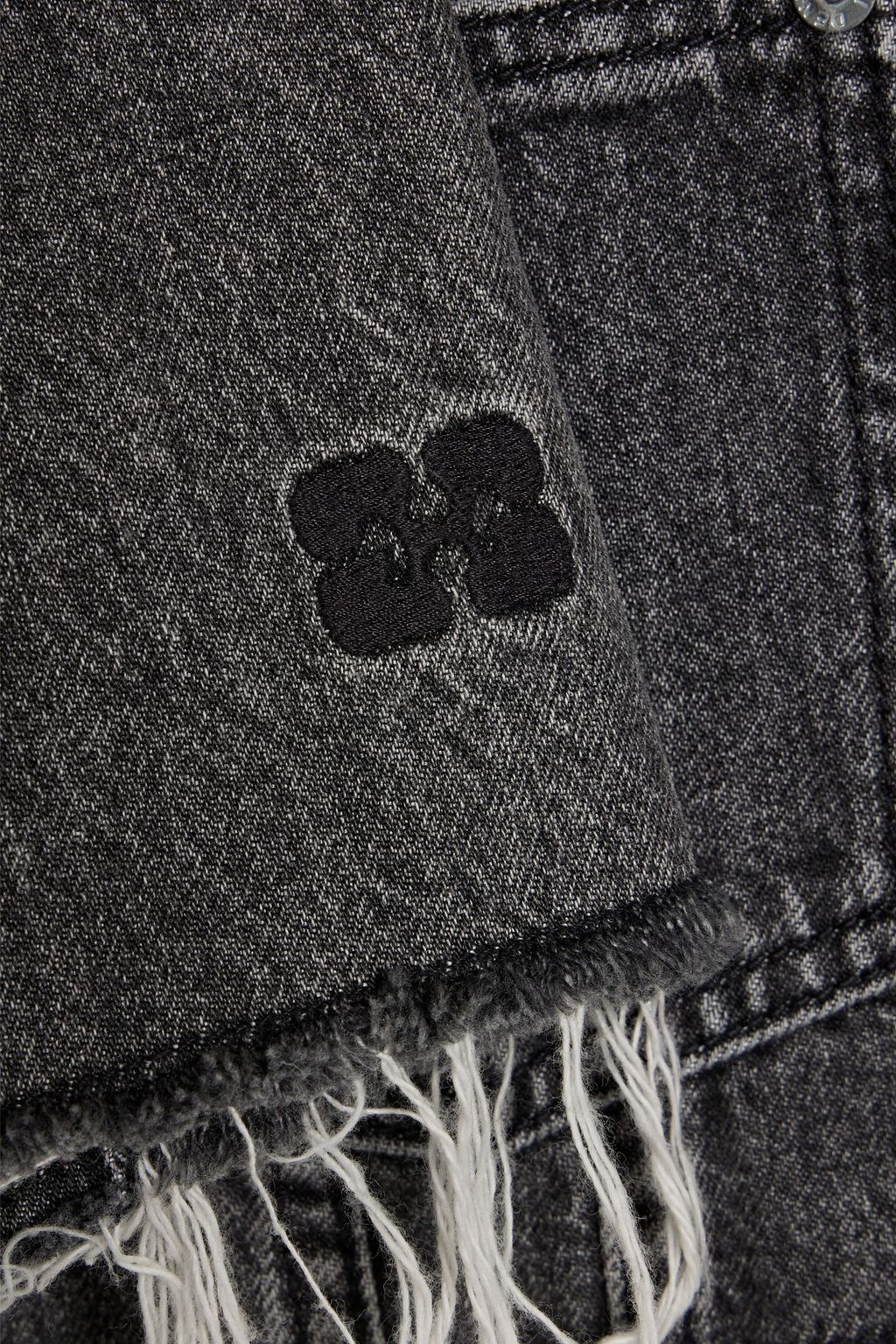 GANNI Cropped frayed denim jacket