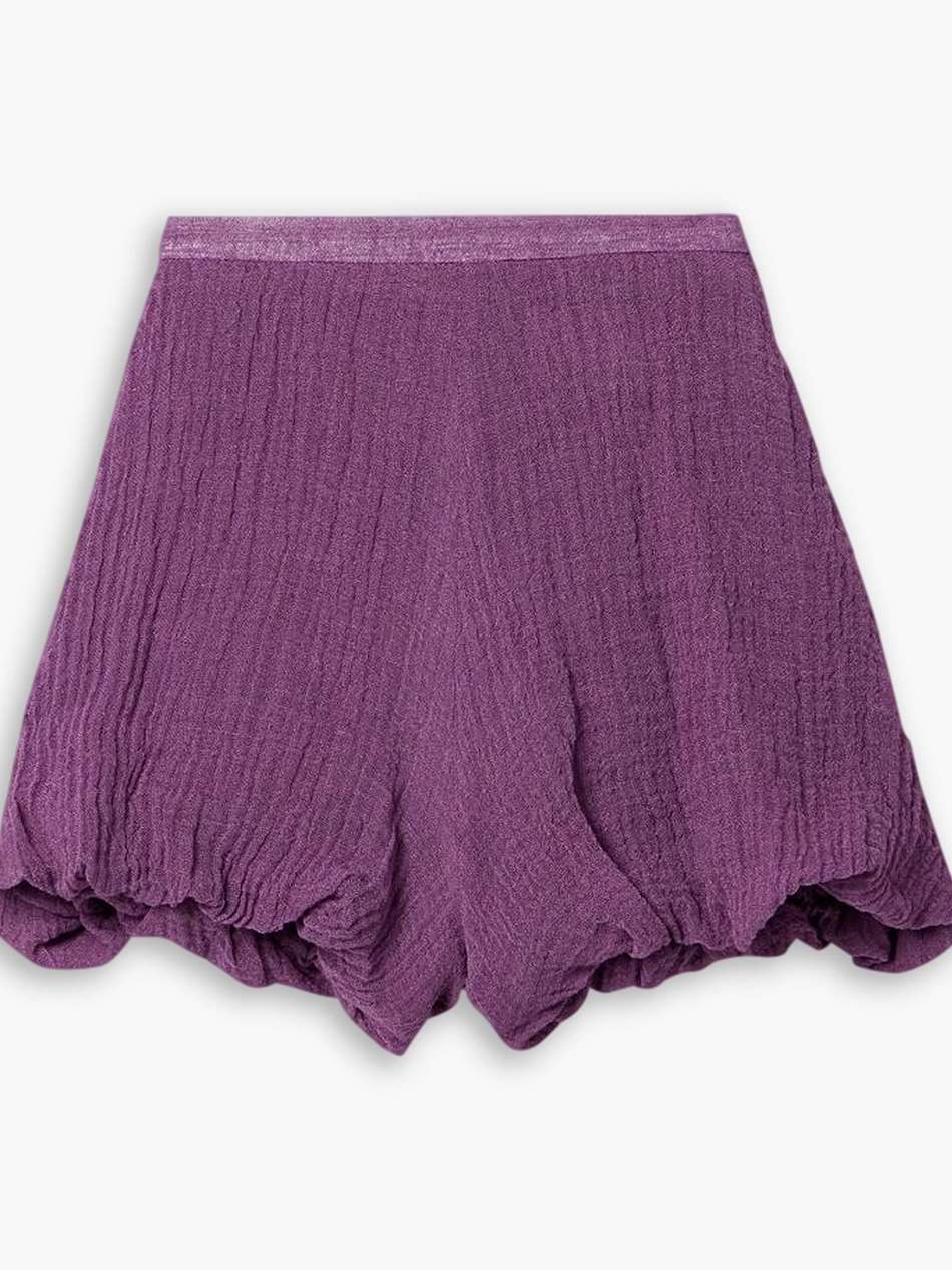 pouf linen-blend gauze shorts