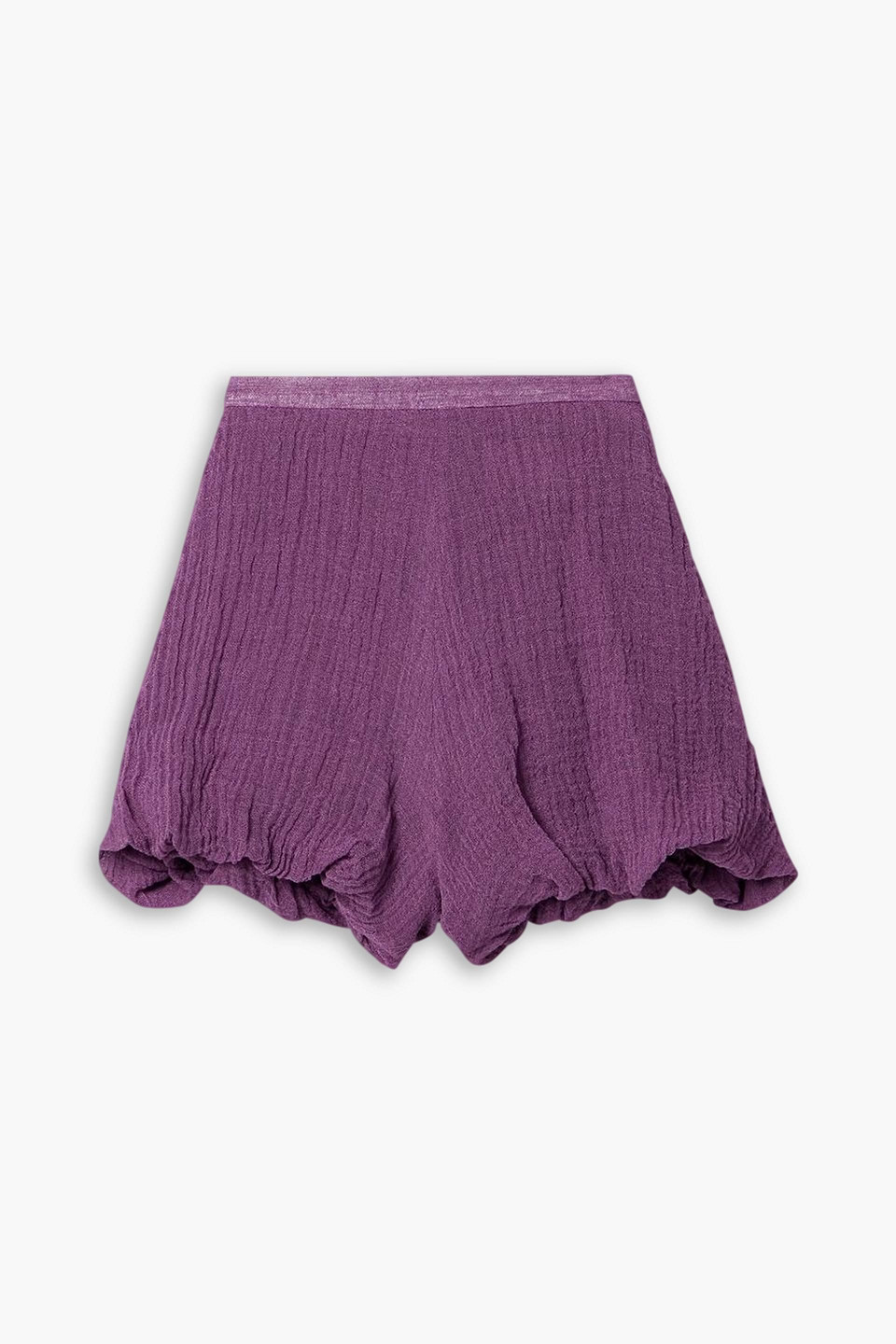 Lisa Marie Fernandez Pouf Linen-blend Gauze Shorts In Purple