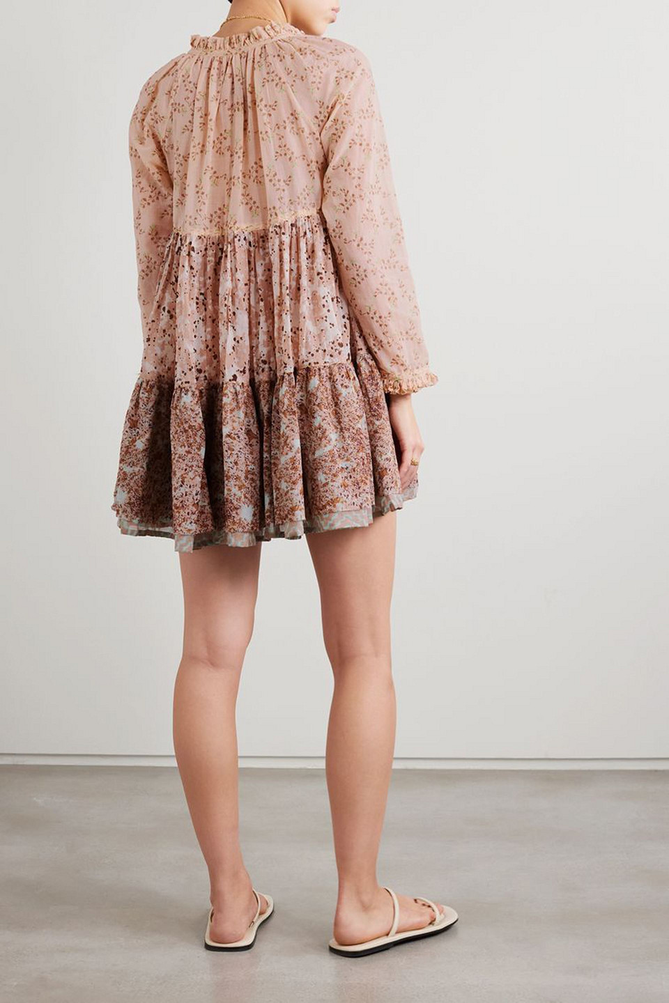 YVONNE S TIERED PRINTED COTTON-VOILE MINI DRESS
