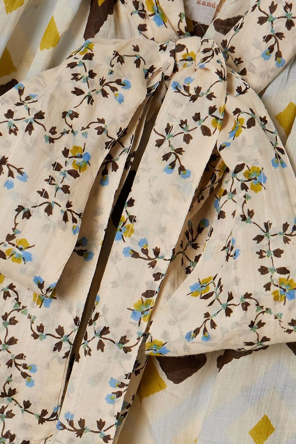 YVONNE S Bow printed linen-gauze midi dress