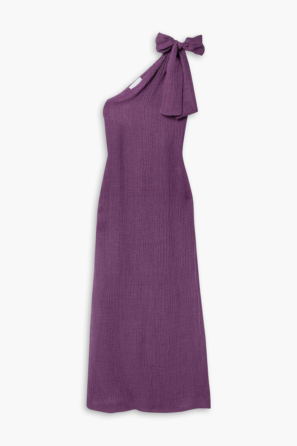 Lisa Marie Fernandez One-shoulder Linen-blend Gauze Maxi Dress In Purple