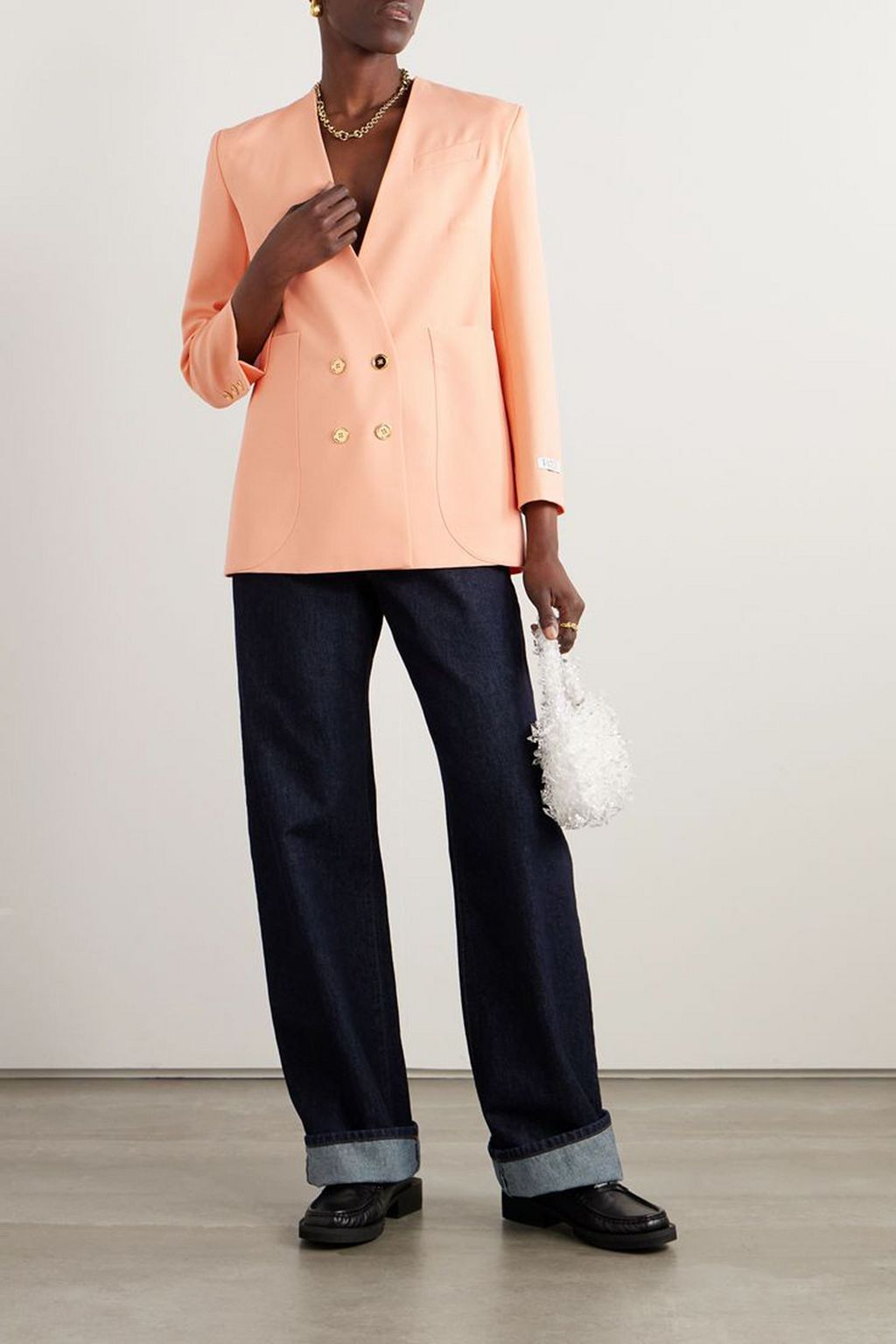 PATOU Double-breasted wool-blend twill blazer