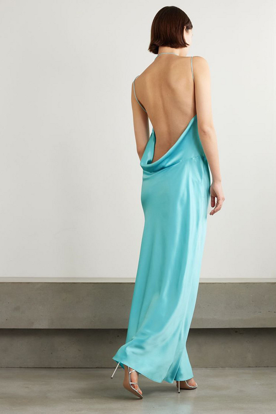 MICHAEL LO SORDO FLOSS OPEN-BACK SILK-SATIN MAXI DRESS
