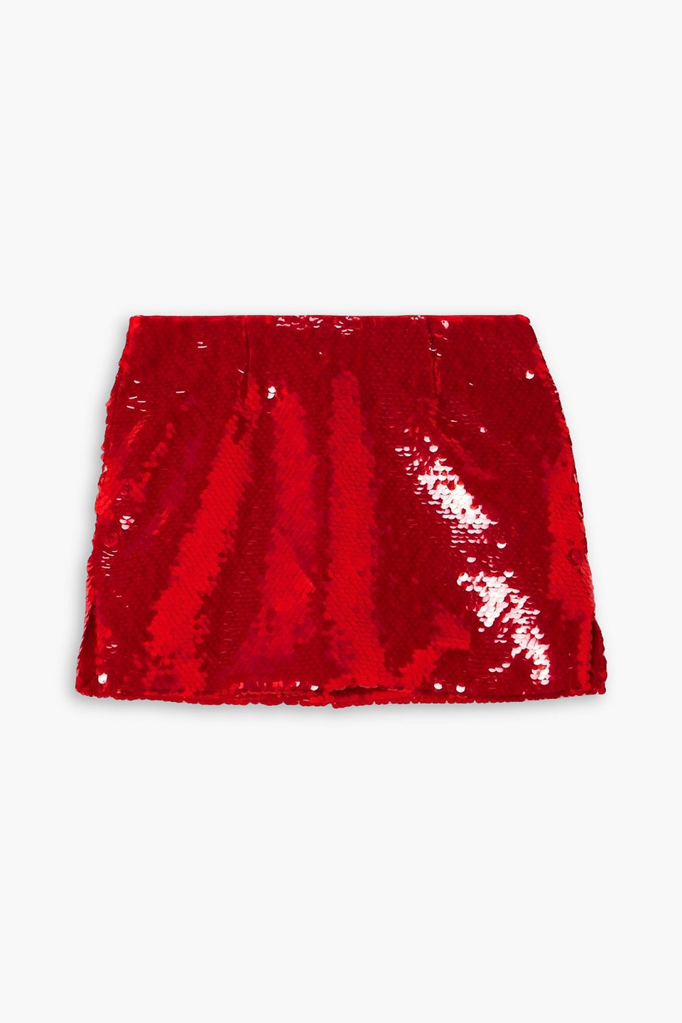 16arlington Quattro Sequined Satin-twill Mini Skirt In Rosso Profondo