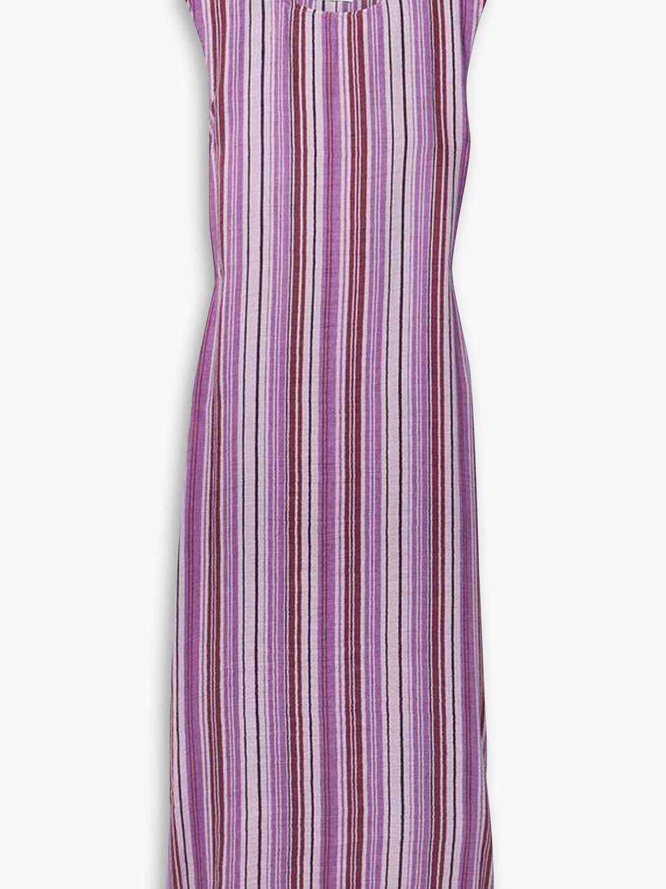column hooded striped linen-blend gauze maxi dress