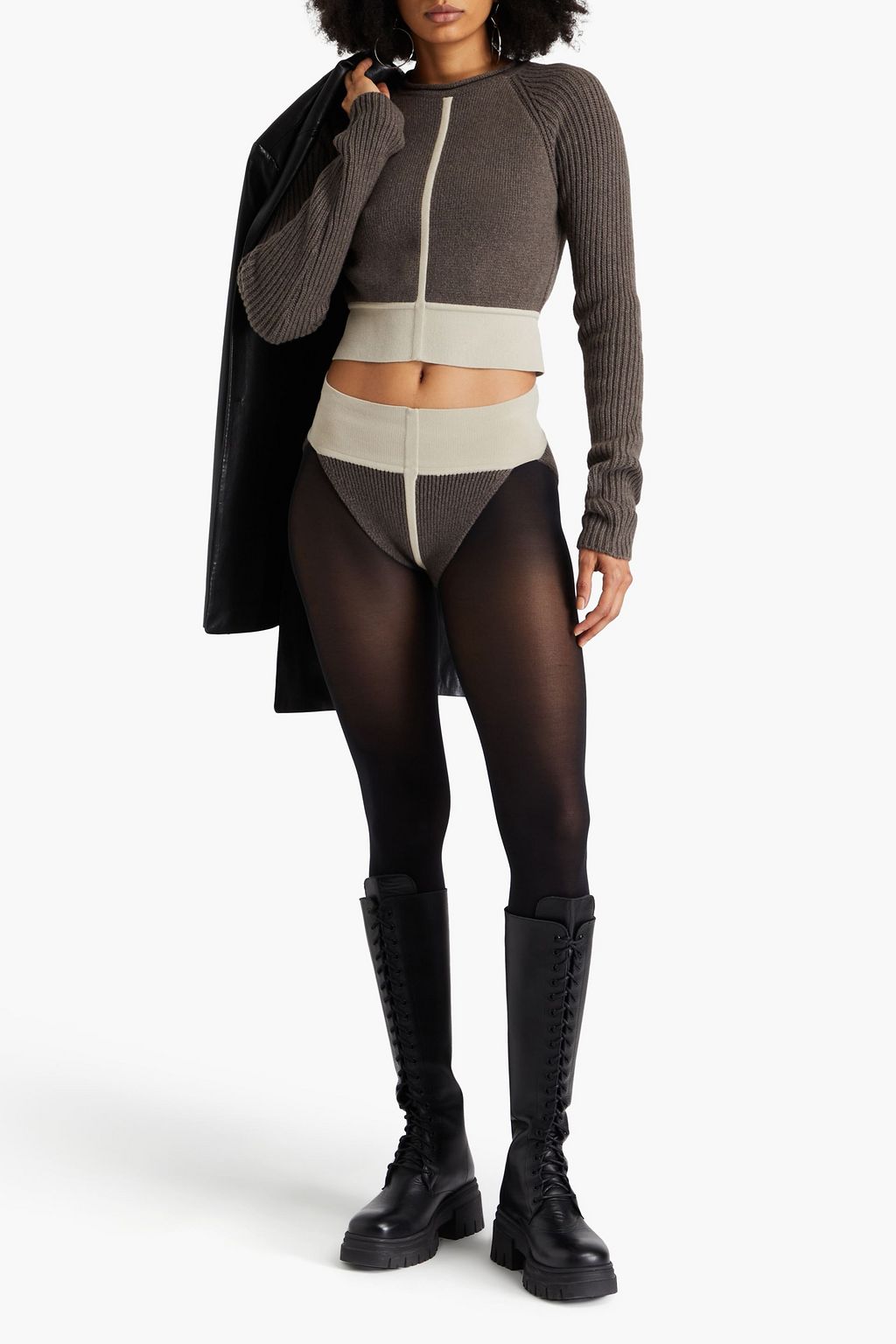RICK OWENS 리브 캐시미어 울 혼방 크롭 스웨터
