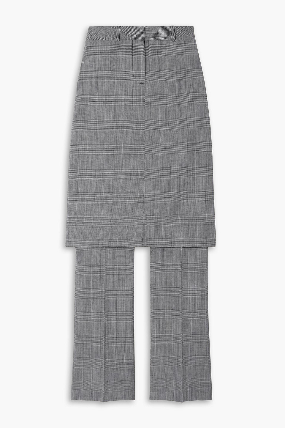 Layered Prince of Wales checked wool straight-leg pants