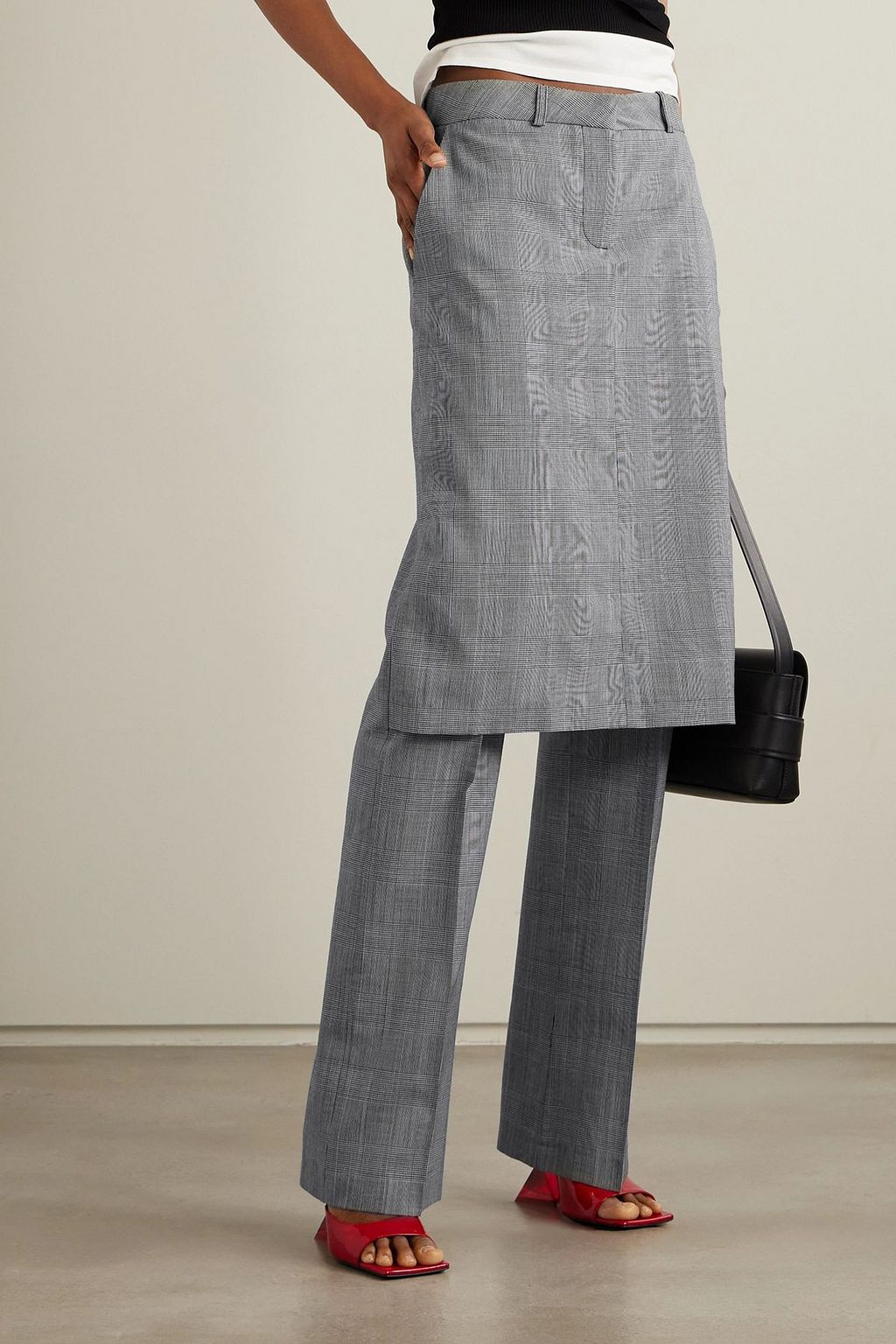 COPERNI Layered Prince of Wales checked wool straight-leg pants