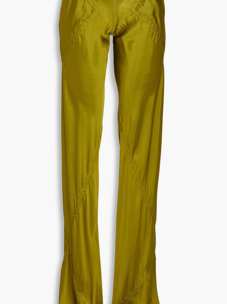 knit-paneled cupro-satin flared pants