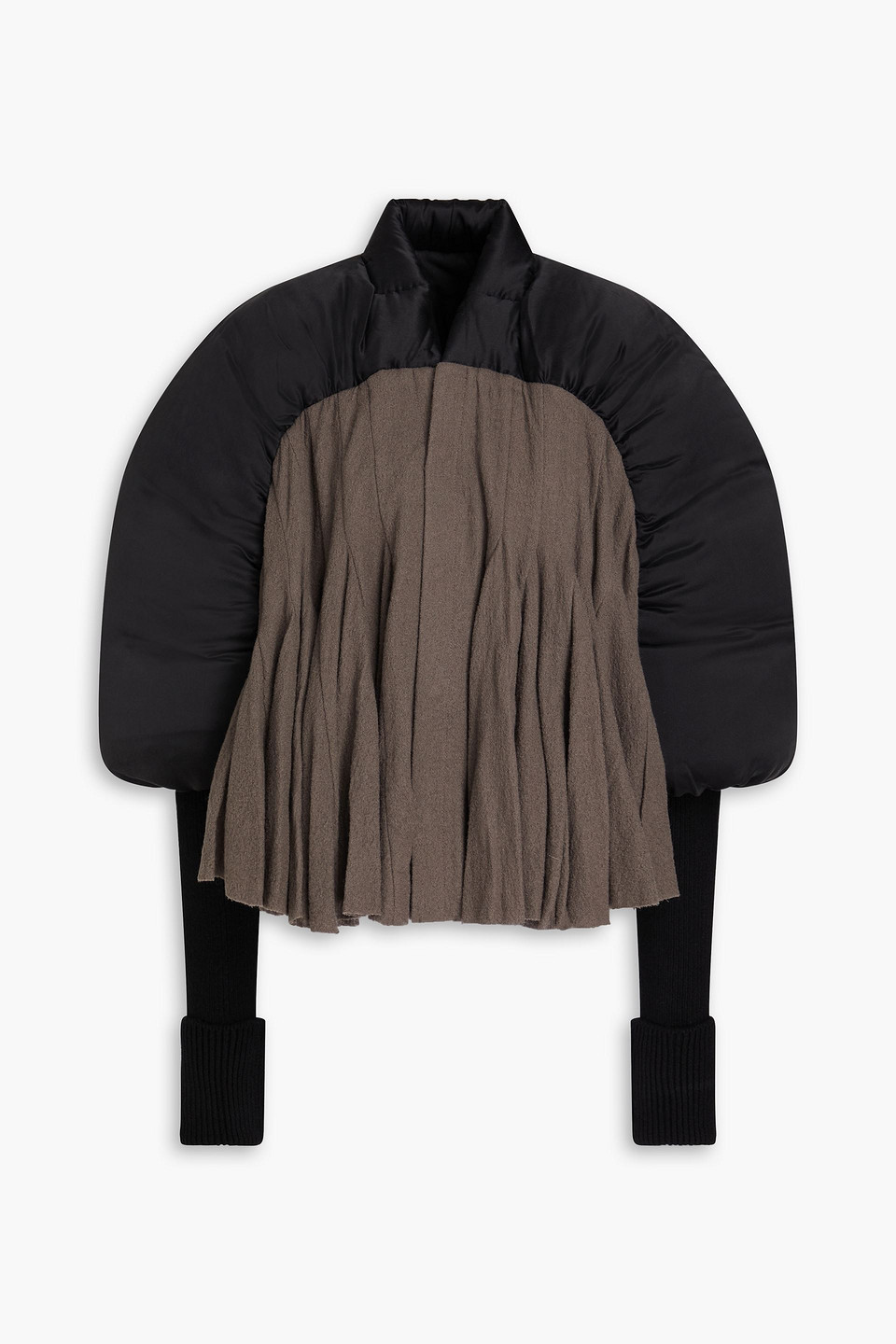 Rick Owens Pleated Wool And Shell Jacket In Multi
