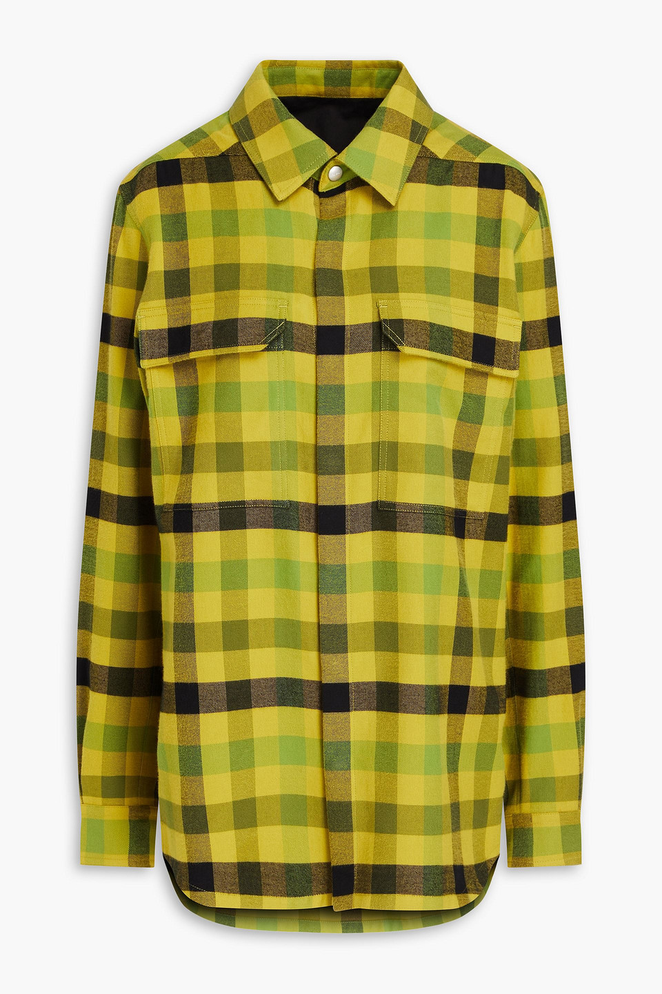 Rick Owens Checked Cotton-flannel Shirt In Green
